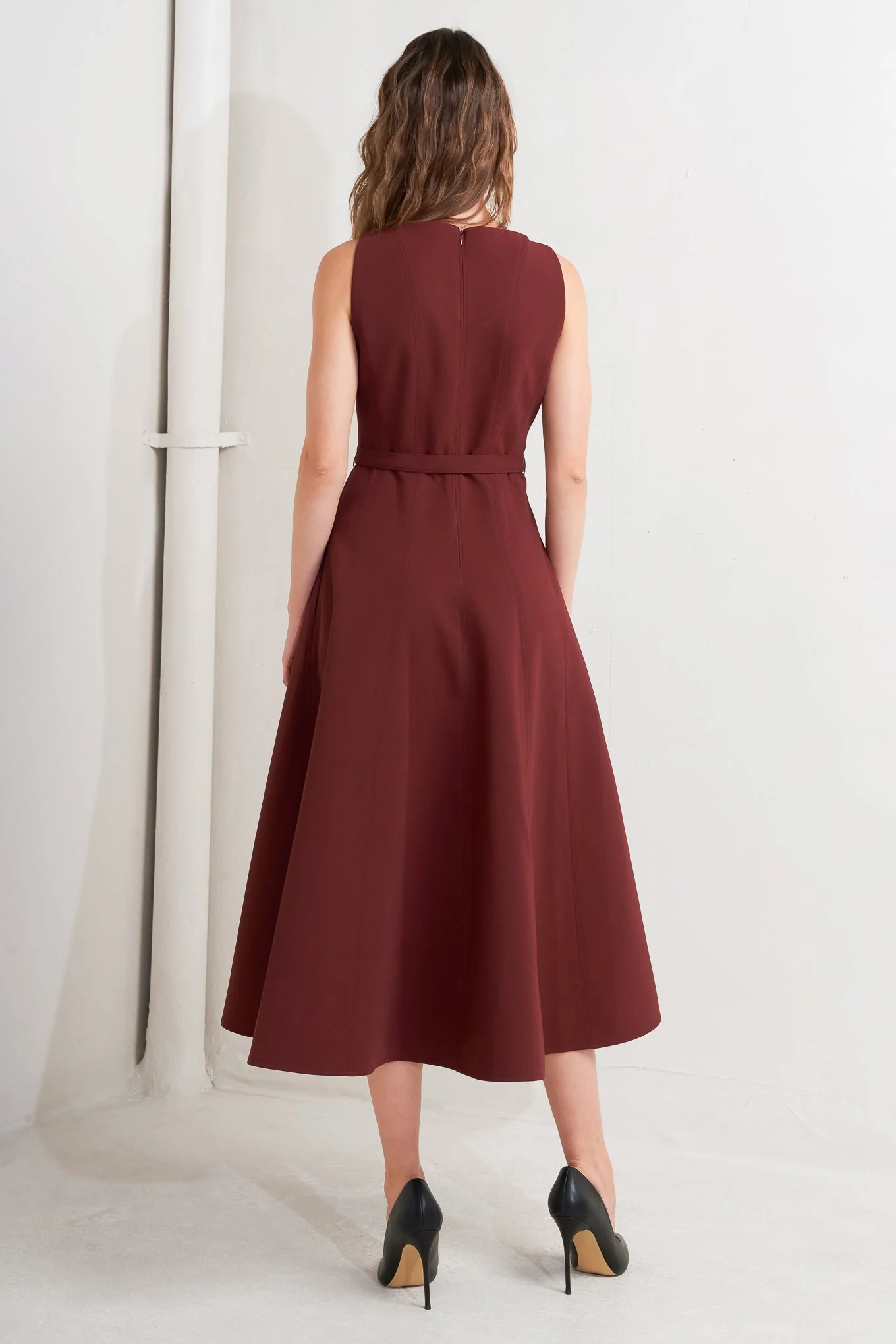LIVING THE DREAM WINE WOVEN MIDI DRESS - Image 3