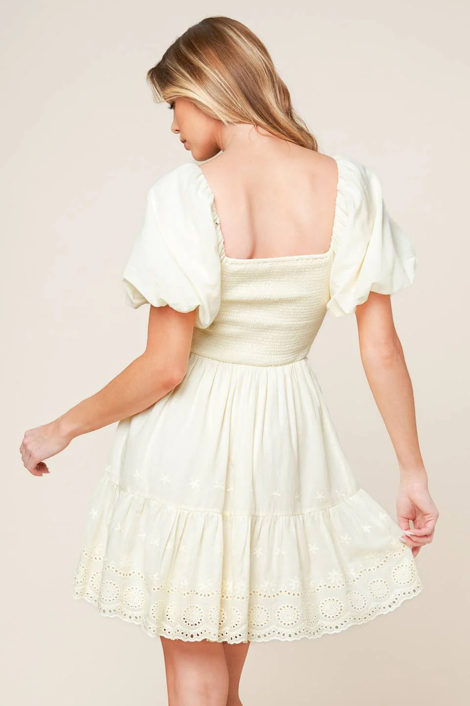 LOLA BOHO MINI DRESS - CREAM - Image 3