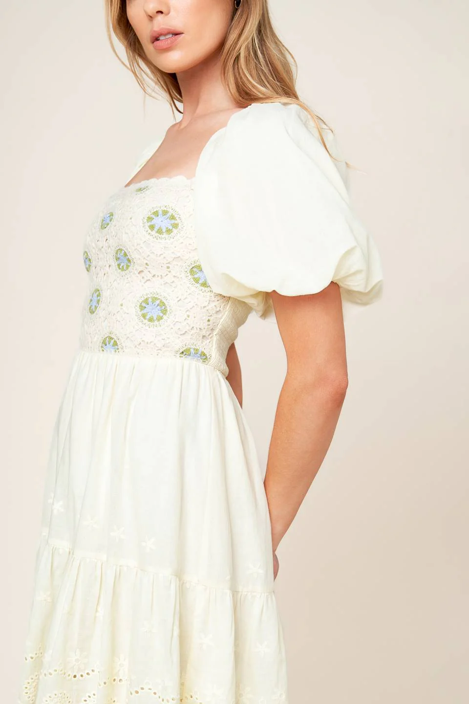 LOLA BOHO MINI DRESS - CREAM - Image 7
