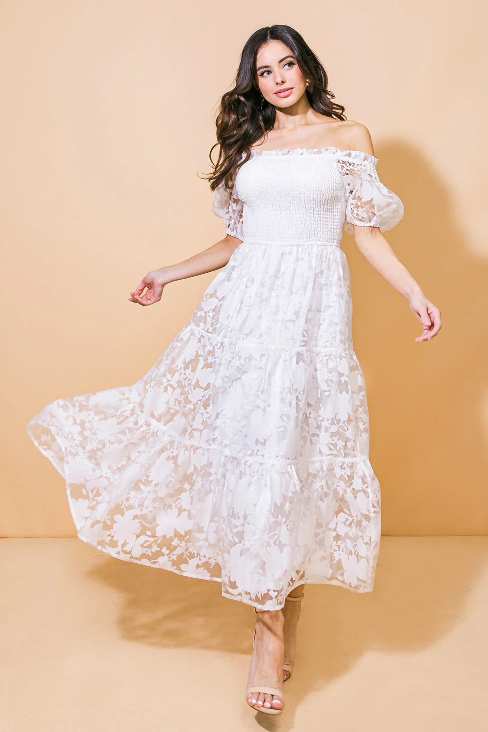 LOVE IN YOUR EYES WHITE MIDI DRESS - Image 3