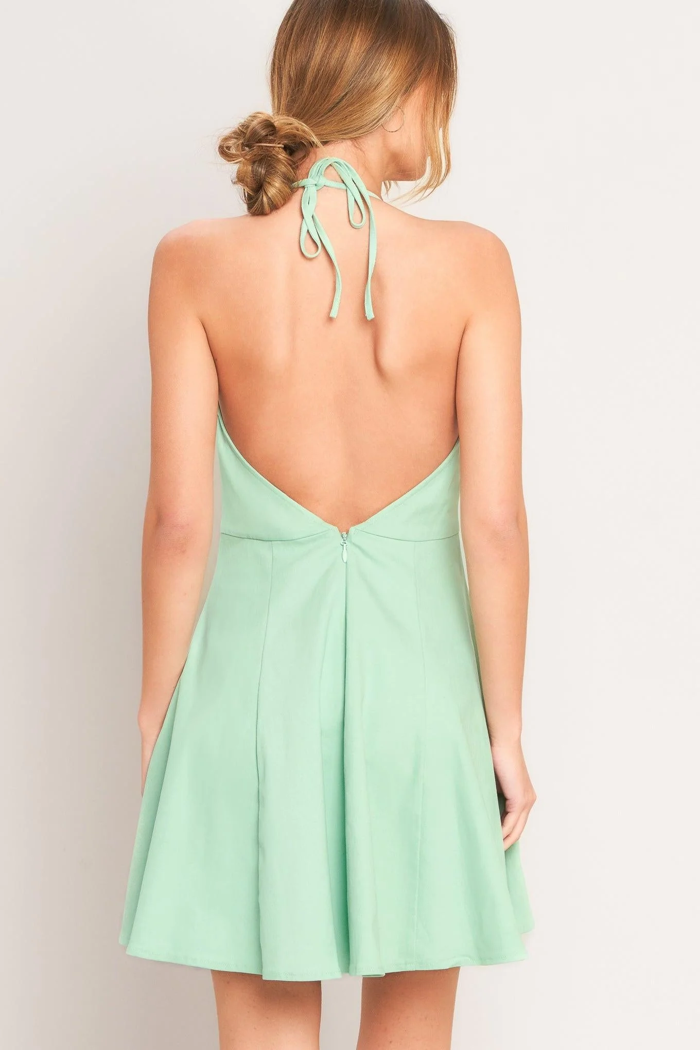 LOVELY CHARM MINT HALTER MINI DRESS - Image 3