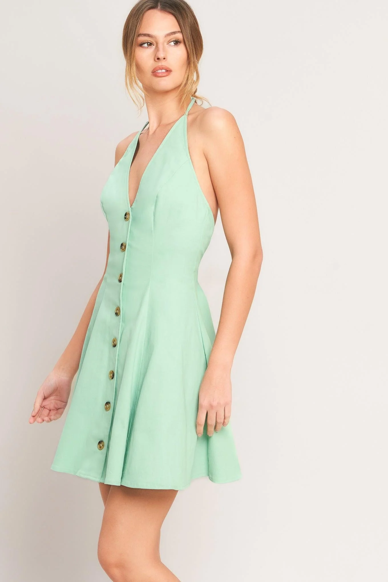 LOVELY CHARM MINT HALTER MINI DRESS - Image 4