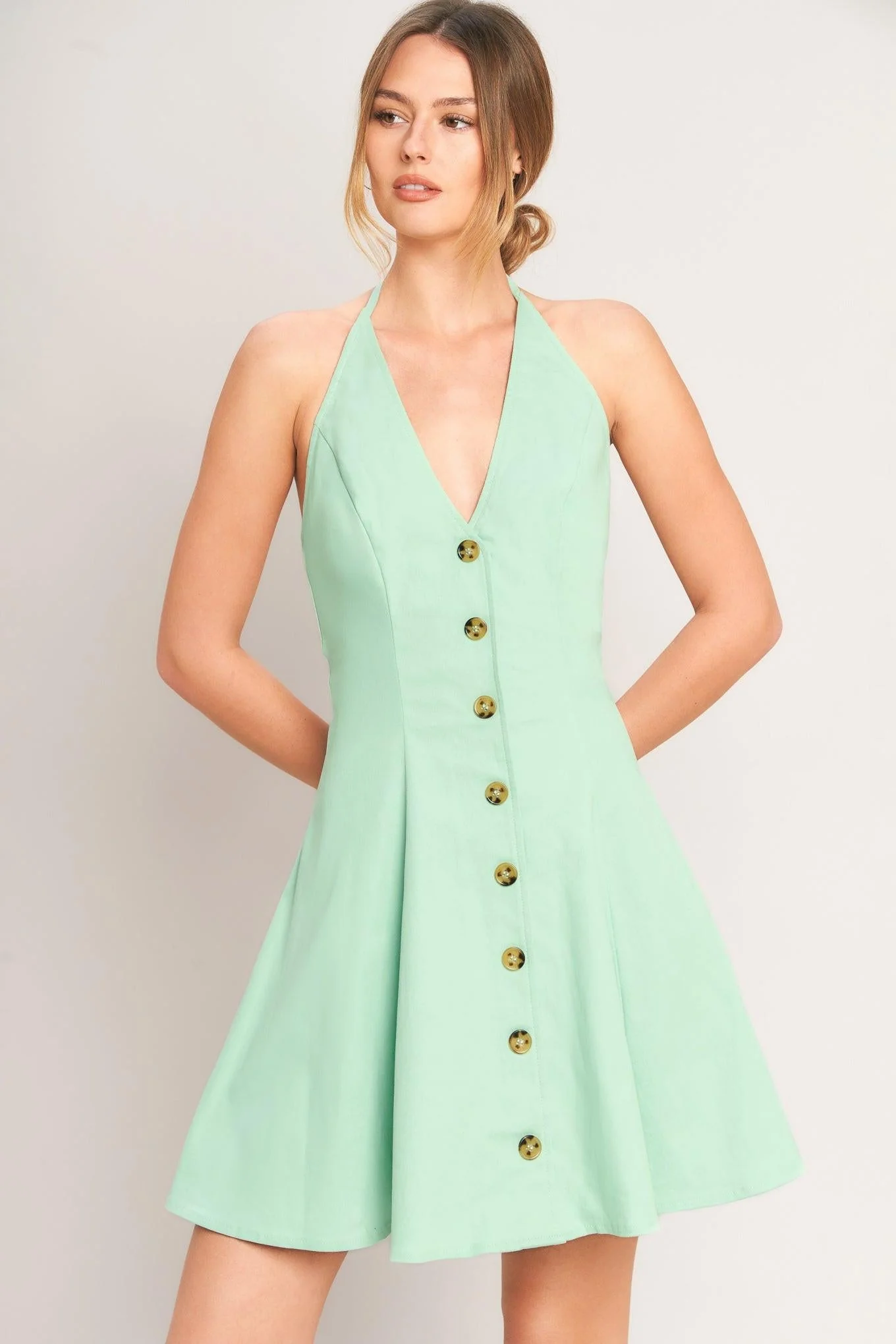 LOVELY CHARM MINT HALTER MINI DRESS - Image 5