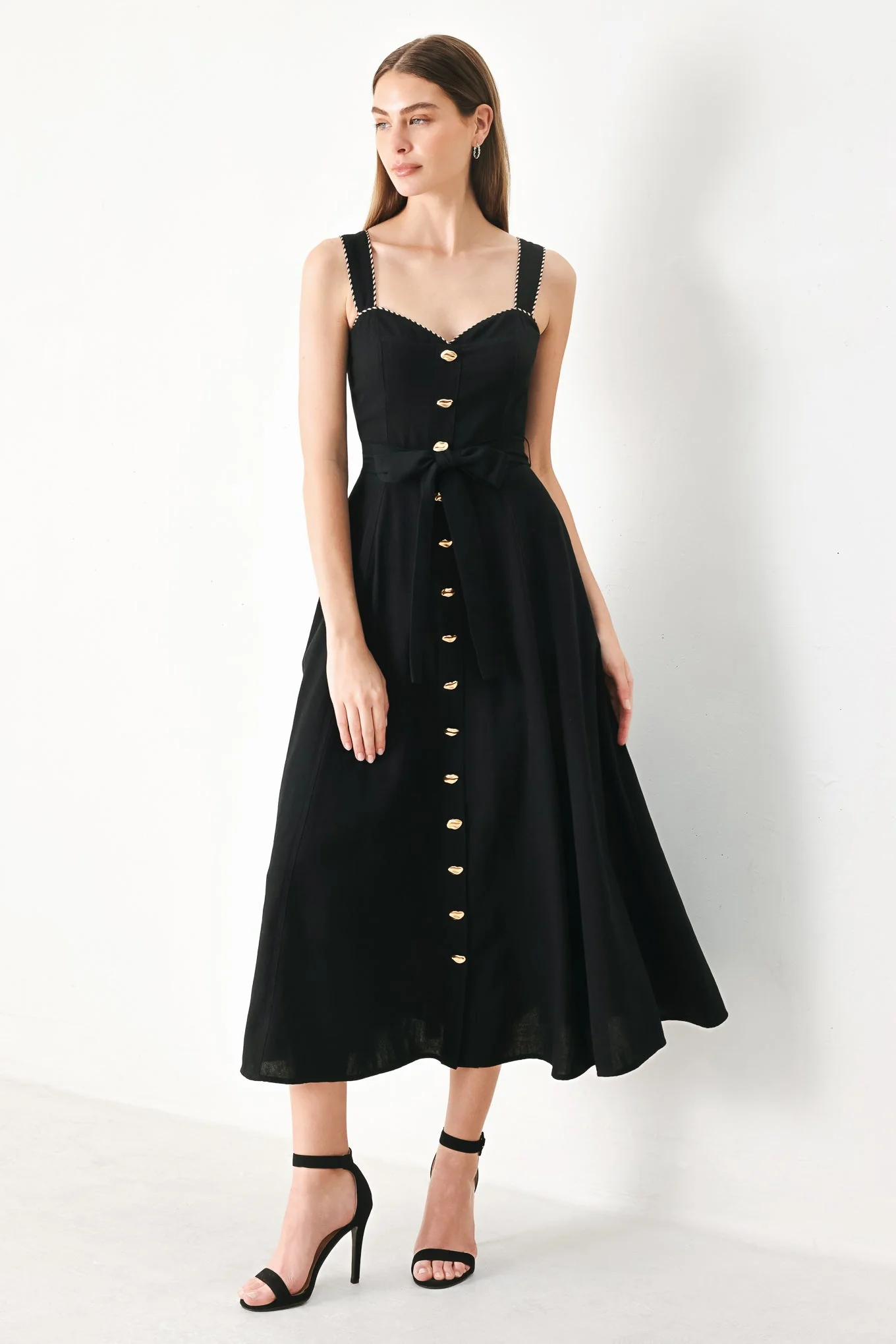 LOVELY NOIR BLACK MIDI DRESS - Image 3