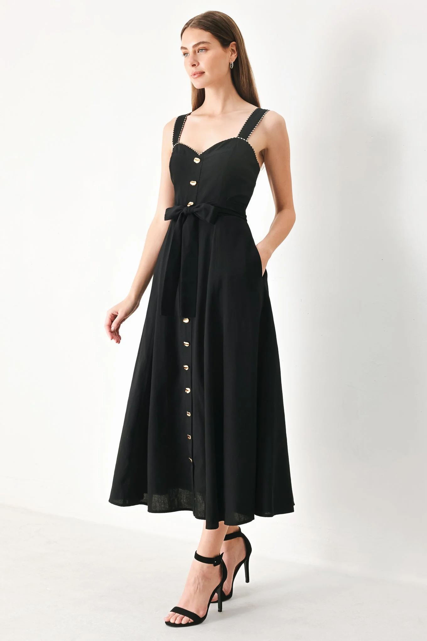 LOVELY NOIR BLACK MIDI DRESS - Image 5