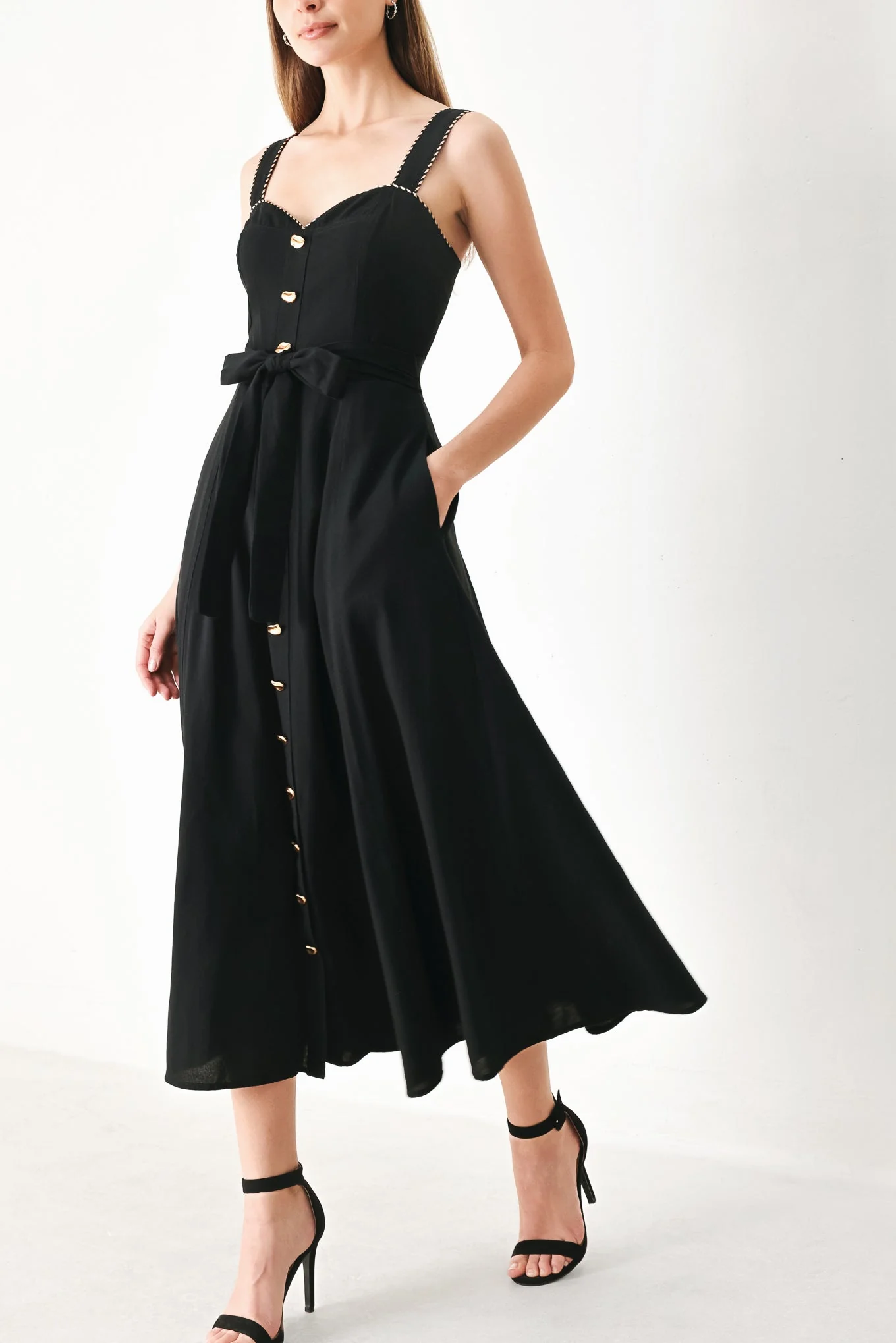 LOVELY NOIR BLACK MIDI DRESS - Image 6