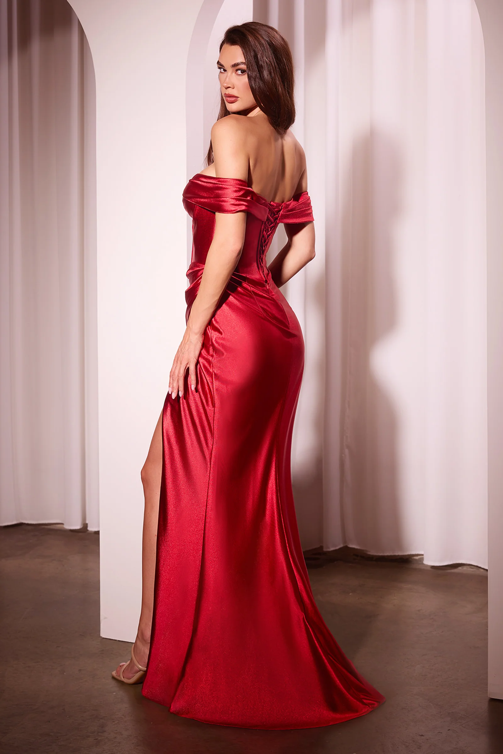 Lucienne Gown - Off-the-Shoulder Satin Bustier Gown - Image 9