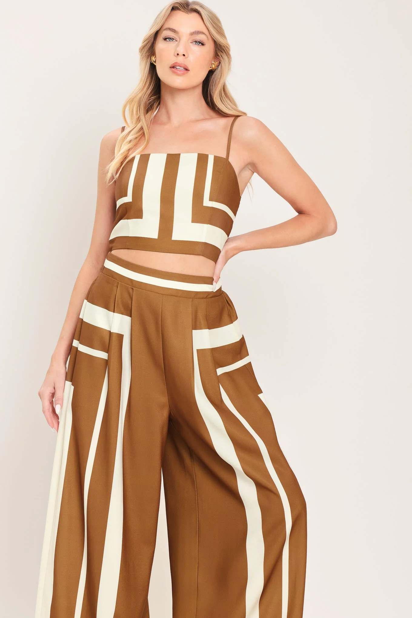 LUXE COAST BROWN & IVORY TOP & PANT SET - Image 5