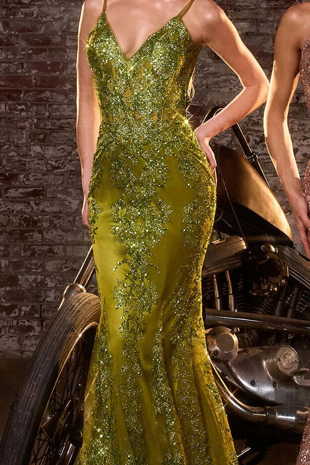 Lyra Gown - Greenery - FITTED FLORAL GLITTER PRINT CORSET GOWN - Image 3