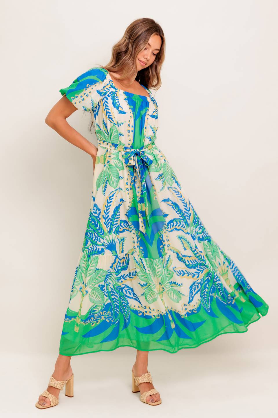 MADDISON MAXI DRESS - GREEN & BLUE - Image 6