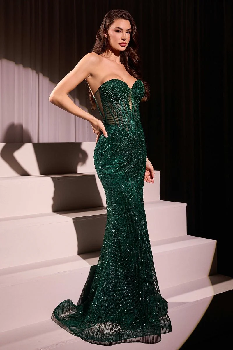 Maddox Gown - Emerald - STRAPLESS GLITTER EMBELLISHED GOWN - Image 2