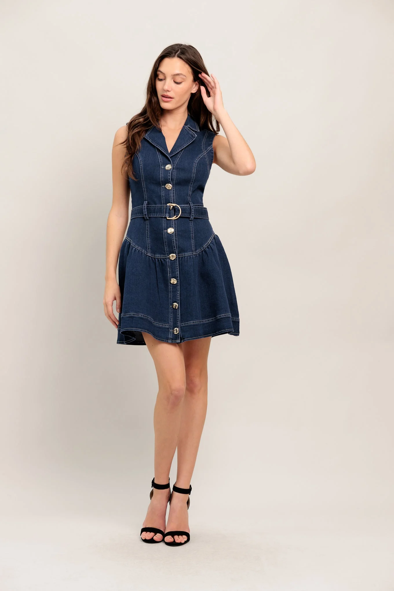 MADE TO FLATTER DENIM MINI DRESS - FINAL SALE - Image 3