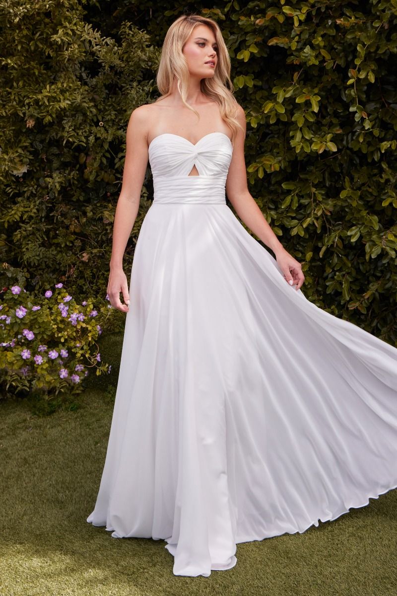 Madigan Gown - Off-White - STRAPLESS A-LINE SOFT SATIN KEYHOLE DRESS - Image 2