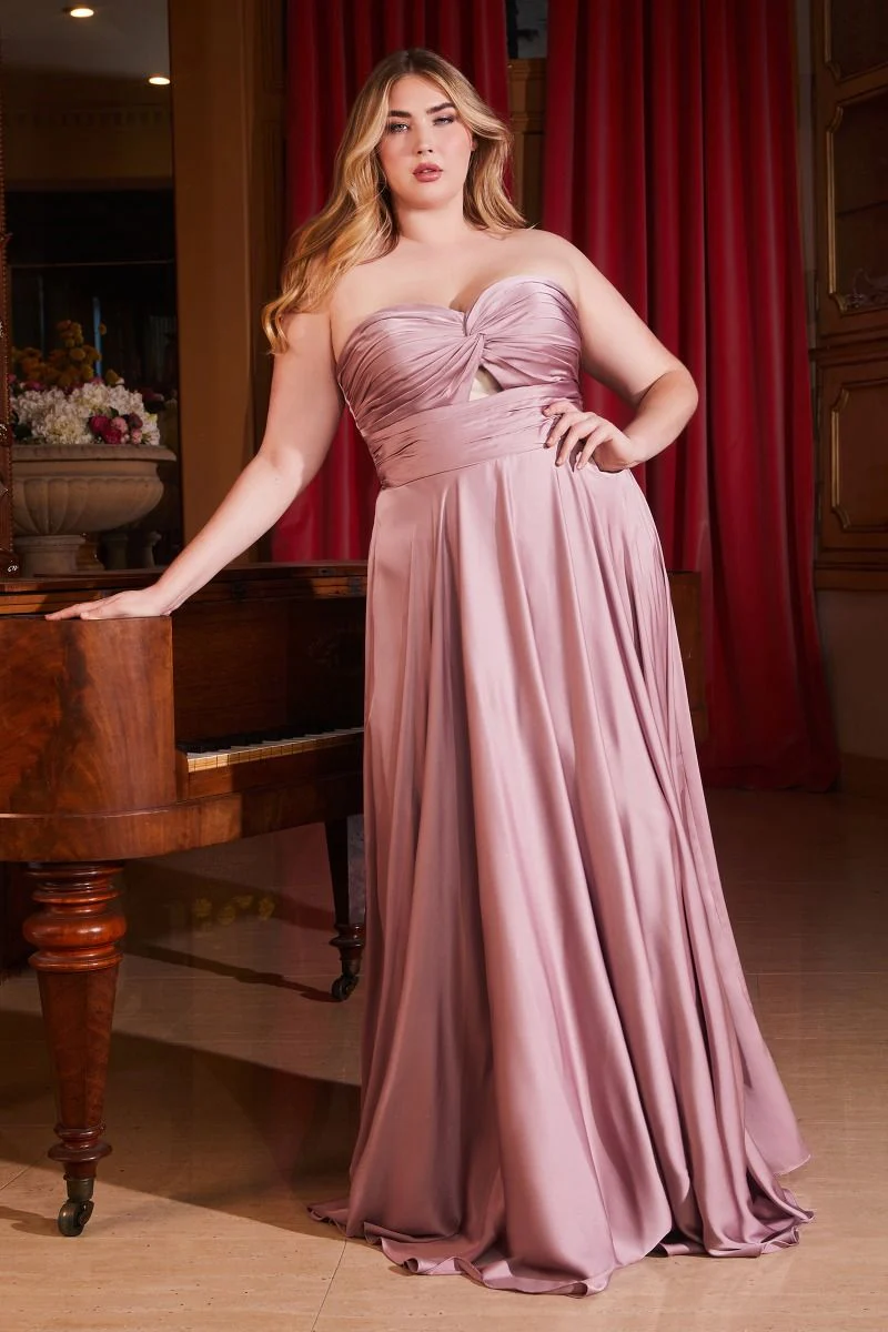 Madigan Gown - STRAPLESS A-LINE SOFT SATIN KEYHOLE DRESS - Image 6