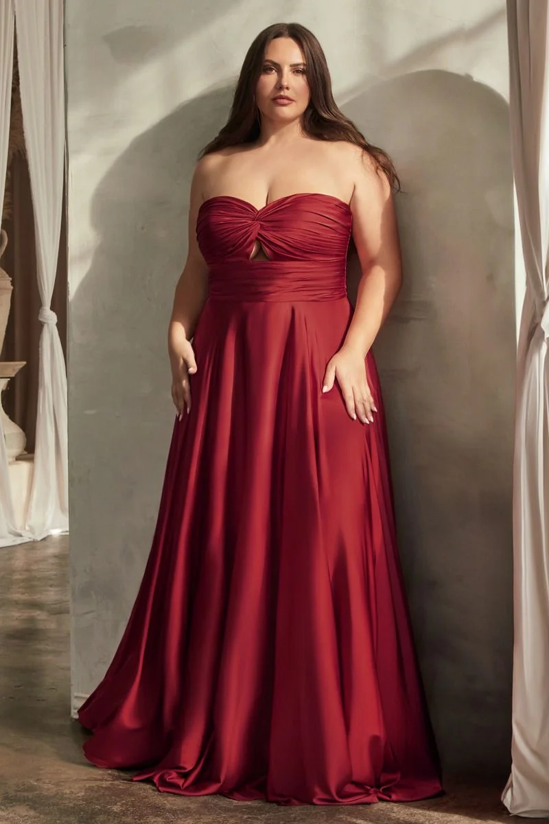 Madigan Gown - STRAPLESS A-LINE SOFT SATIN KEYHOLE DRESS - Image 8