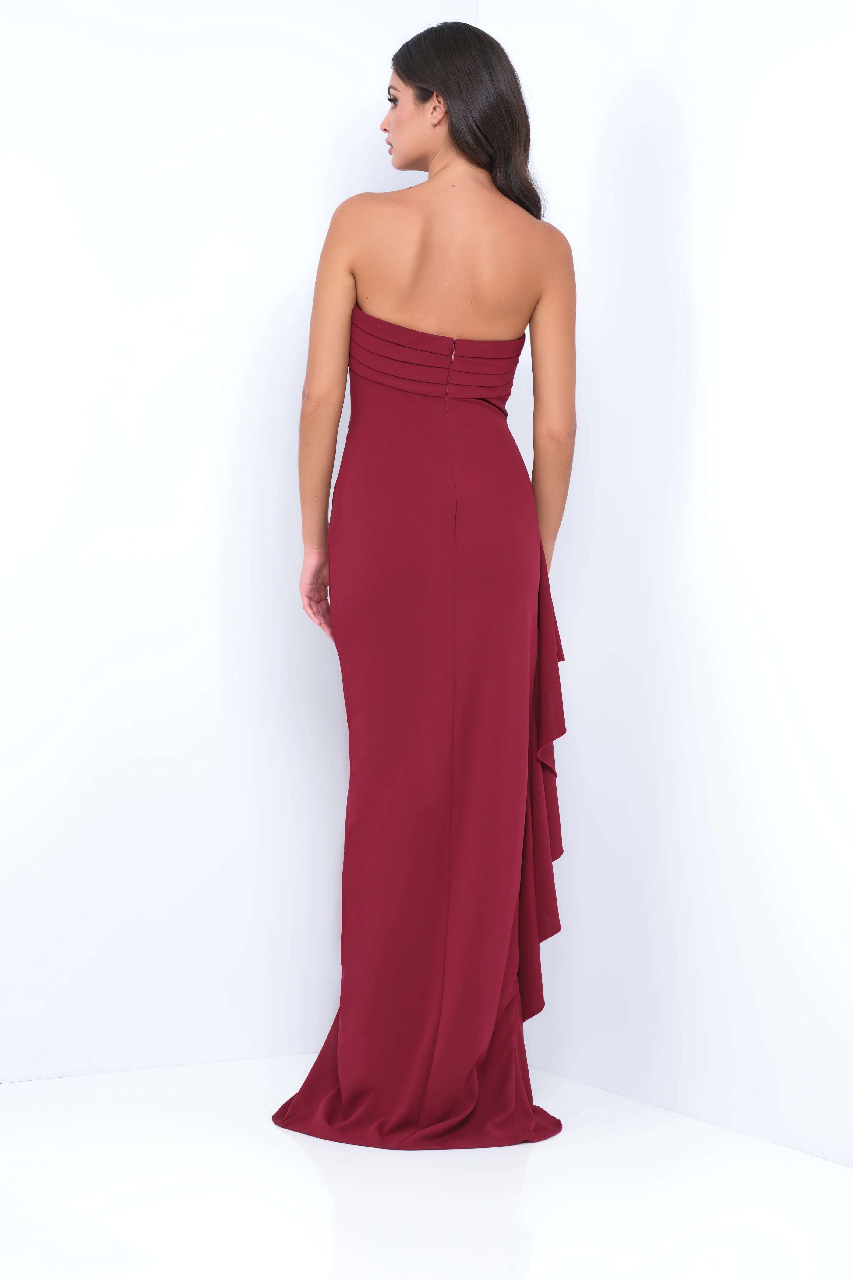 Marie Strapless Maxi Dress - Burgundy - Image 5