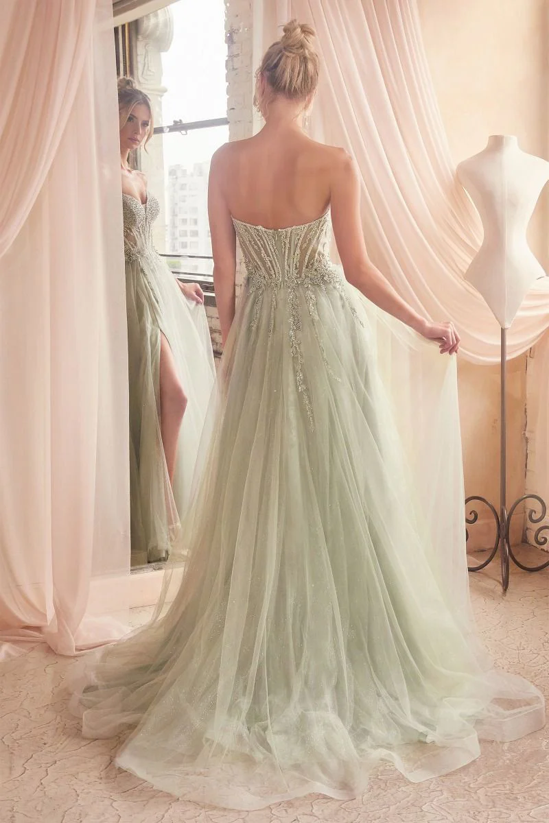 Marisol Gown - Pearl Beaded Glitter Tulle Ball Gown - Image 4