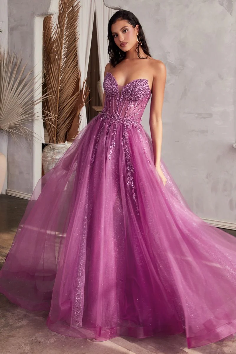 Marisol Gown - Pearl Beaded Glitter Tulle Ball Gown - Image 8