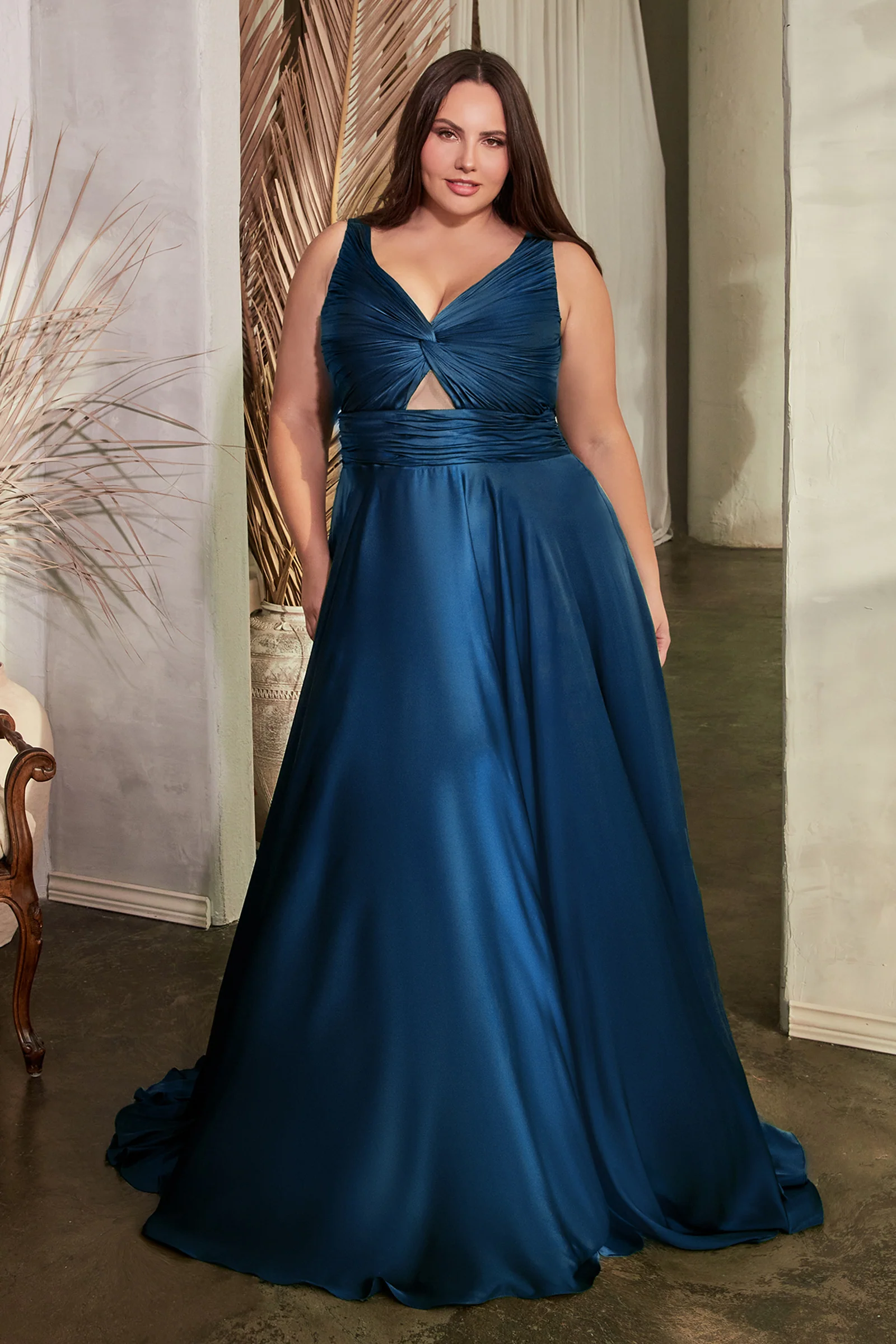 Marlena Gown - A-Line Keyhole Soft Satin Dress - Image 12