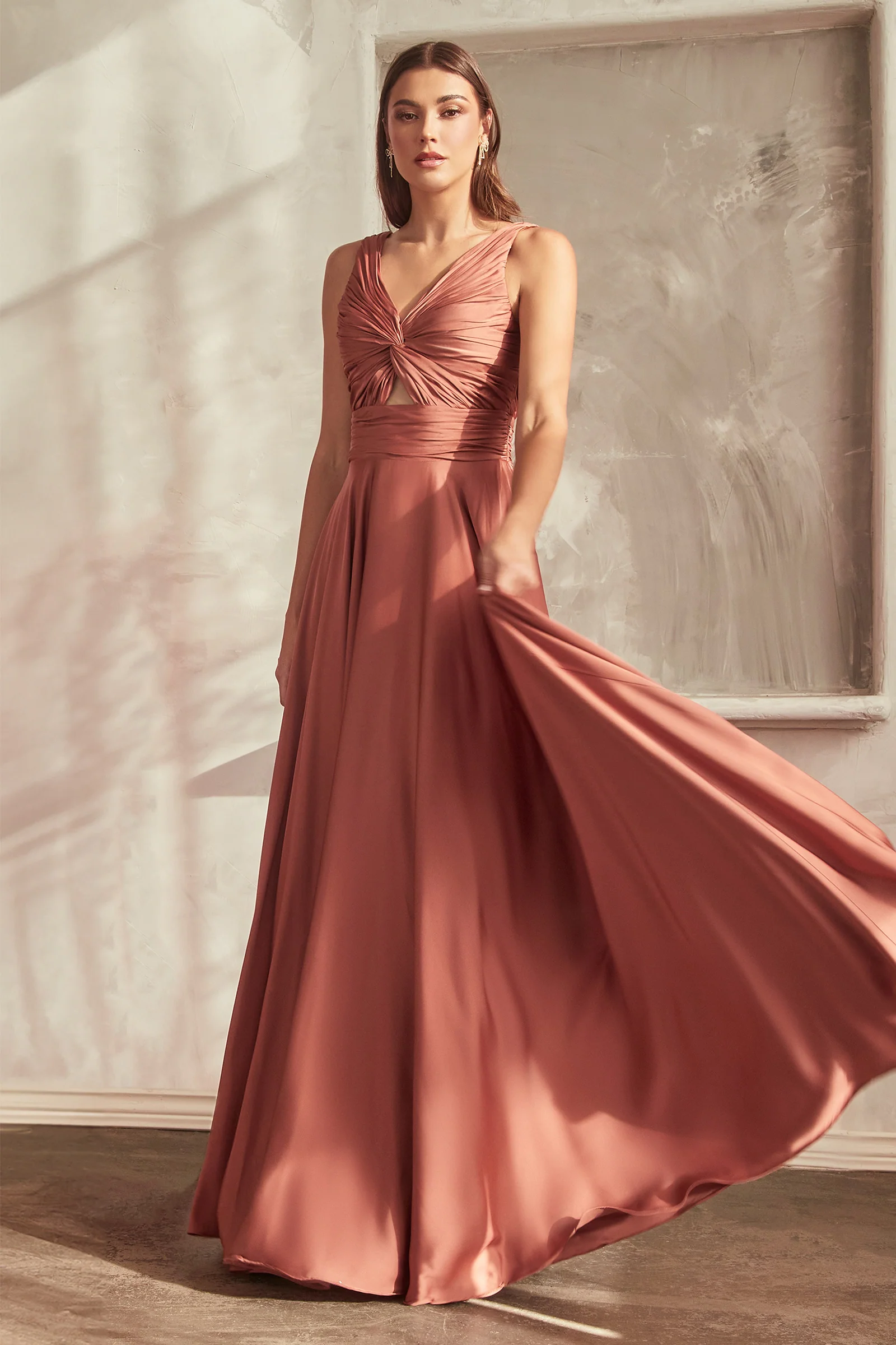 Marlena Gown - A-Line Keyhole Soft Satin Dress - Image 2