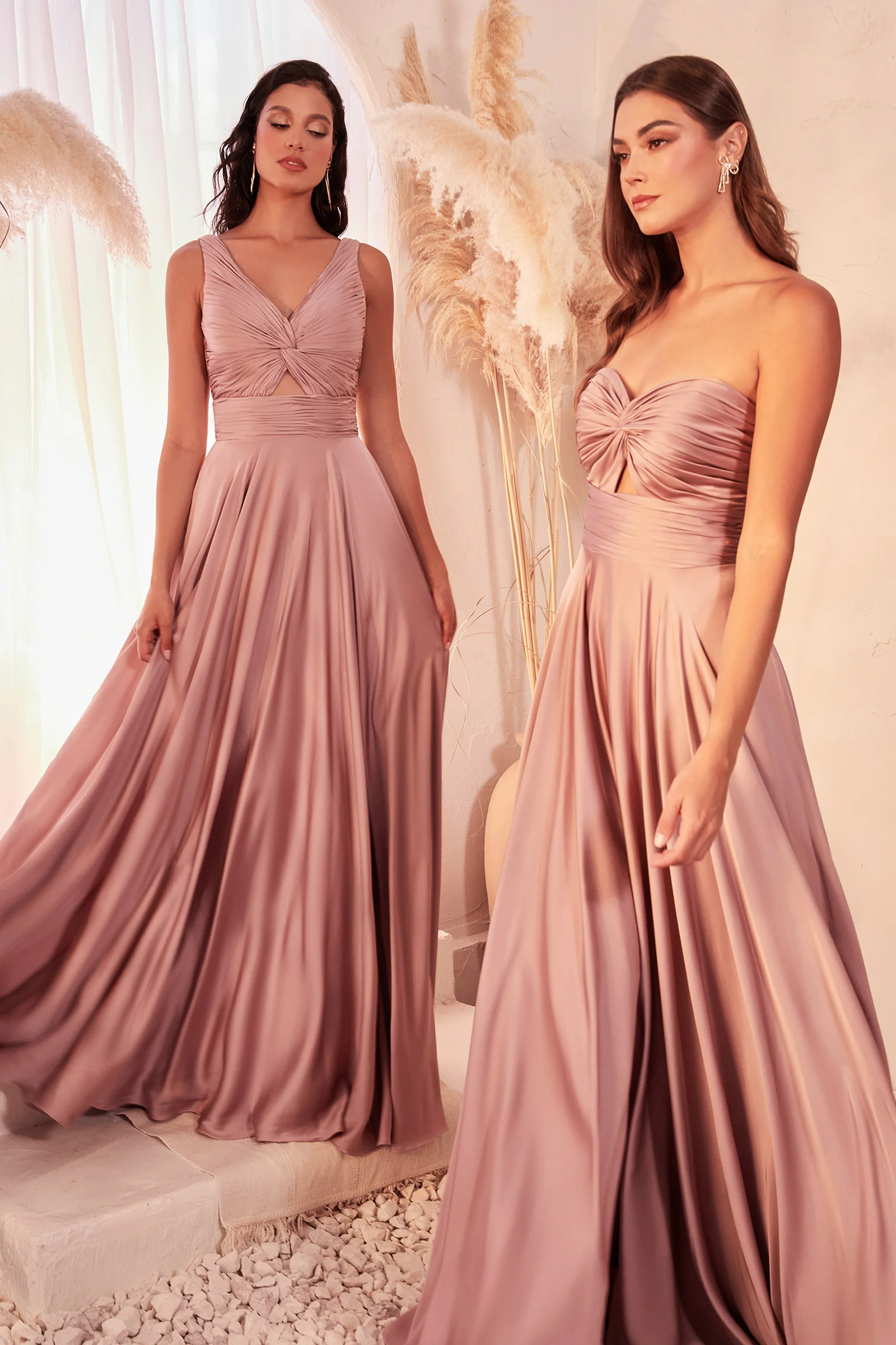 Marlena Gown - A-Line Keyhole Soft Satin Dress - Image 3