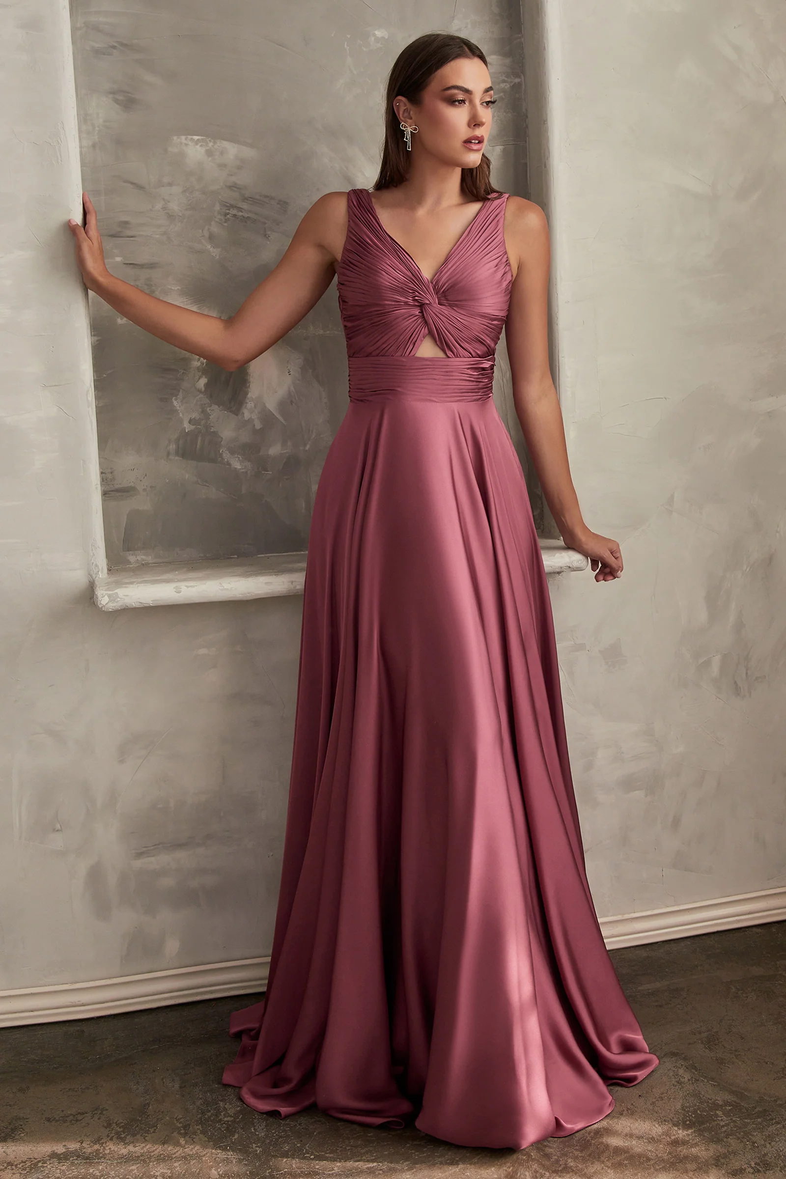 Marlena Gown - A-Line Keyhole Soft Satin Dress - Image 5