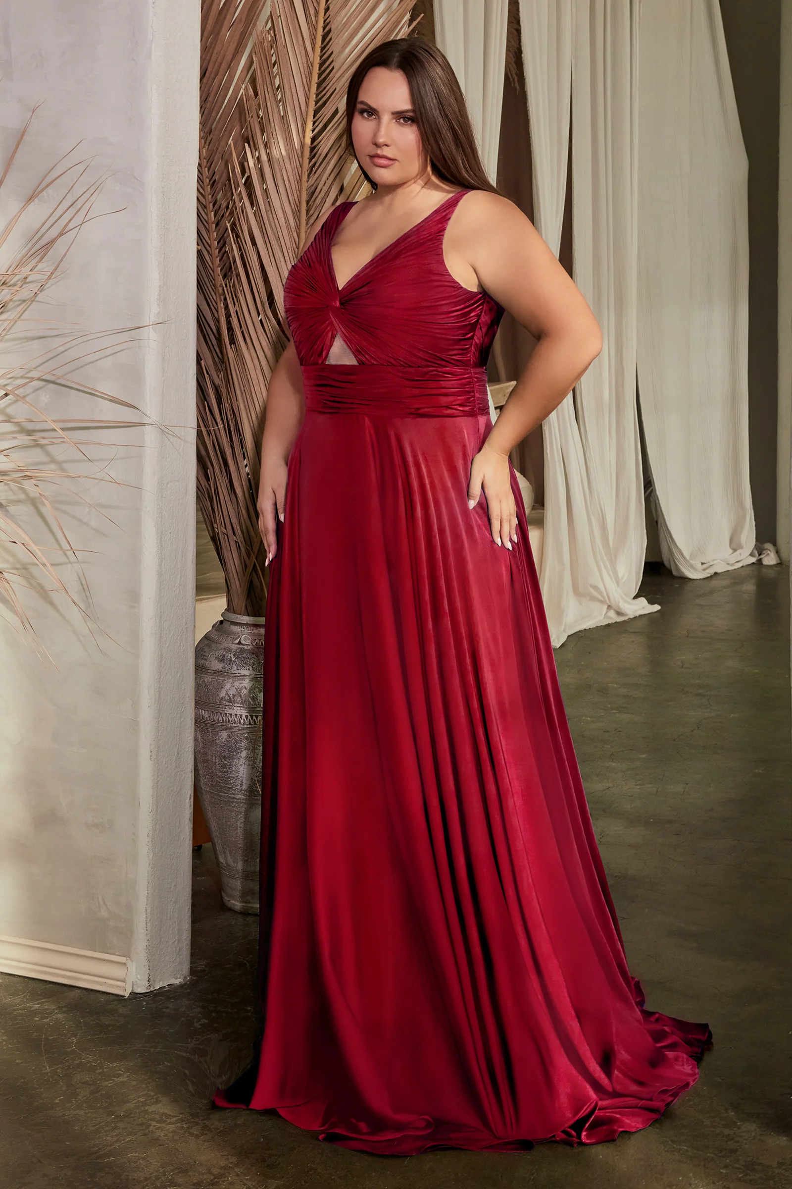 Marlena Gown - A-Line Keyhole Soft Satin Dress - Image 8