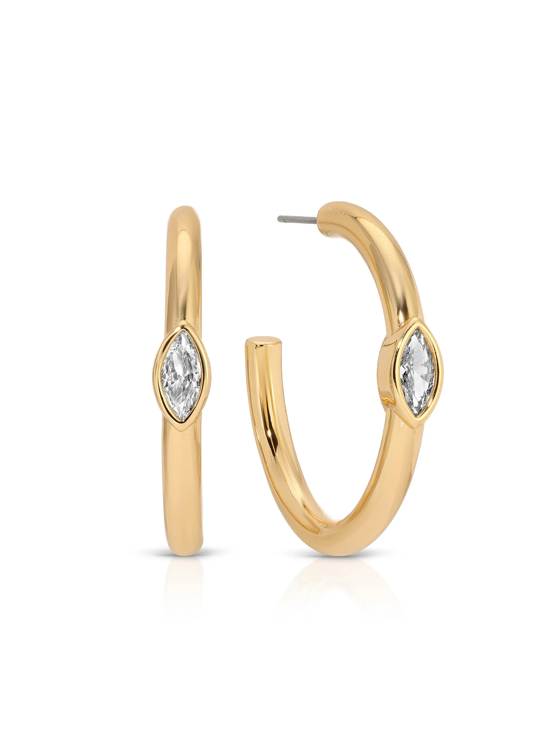 Medium Marquise Crystal Hoops - Image 2