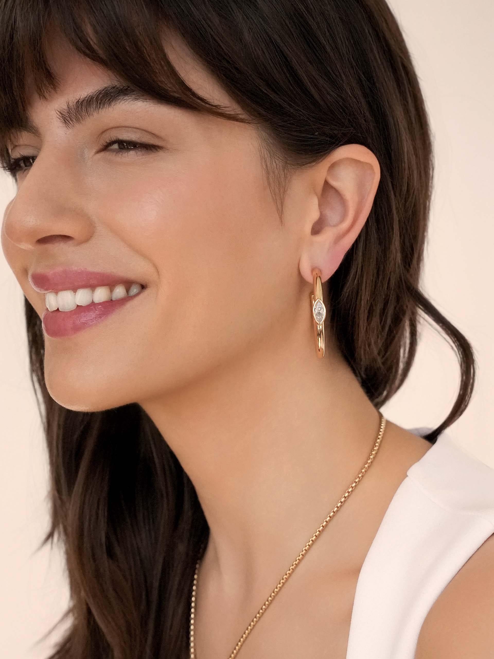Medium Marquise Crystal Hoops - Image 4