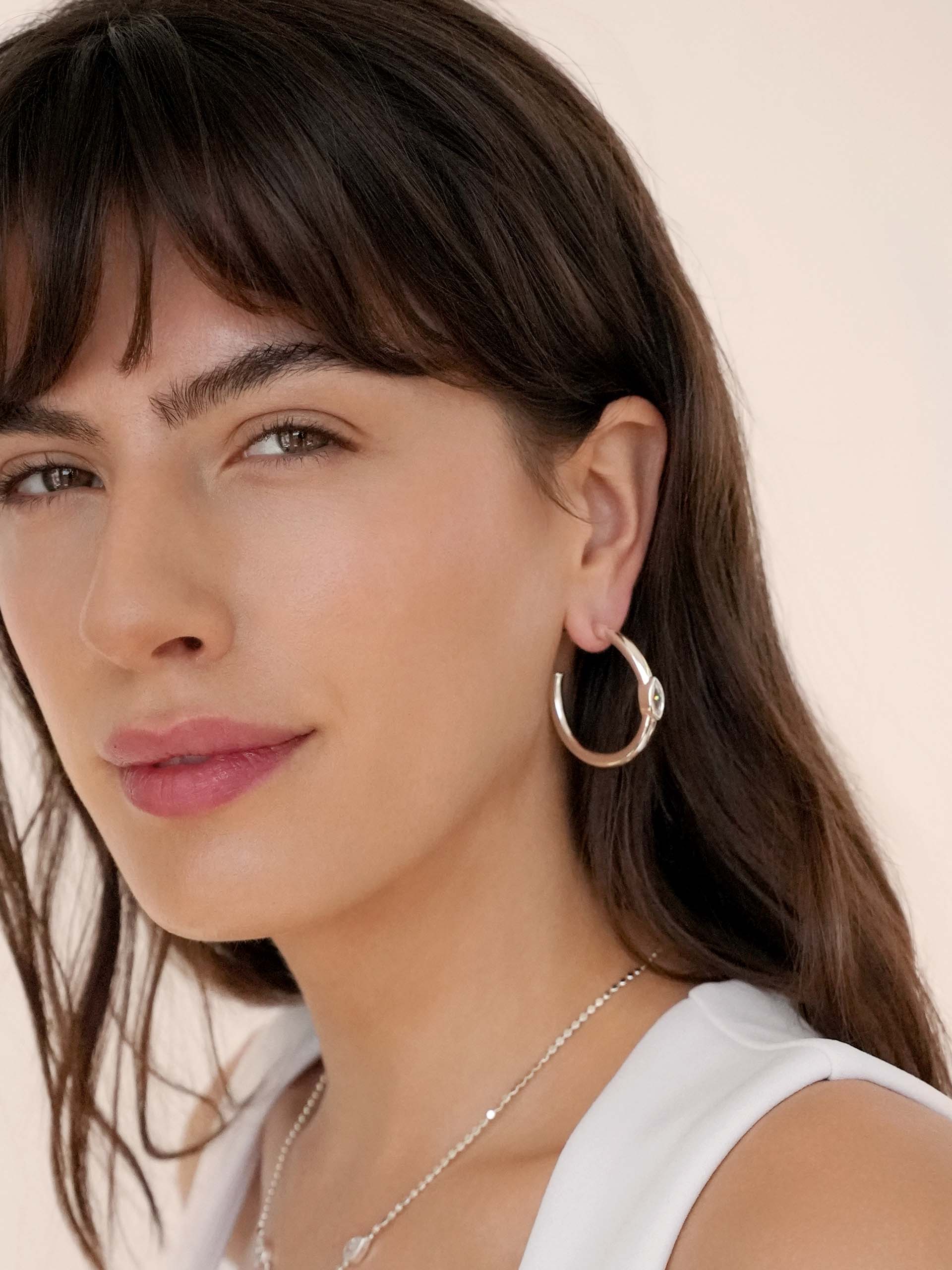 Medium Marquise Crystal Hoops - Image 6