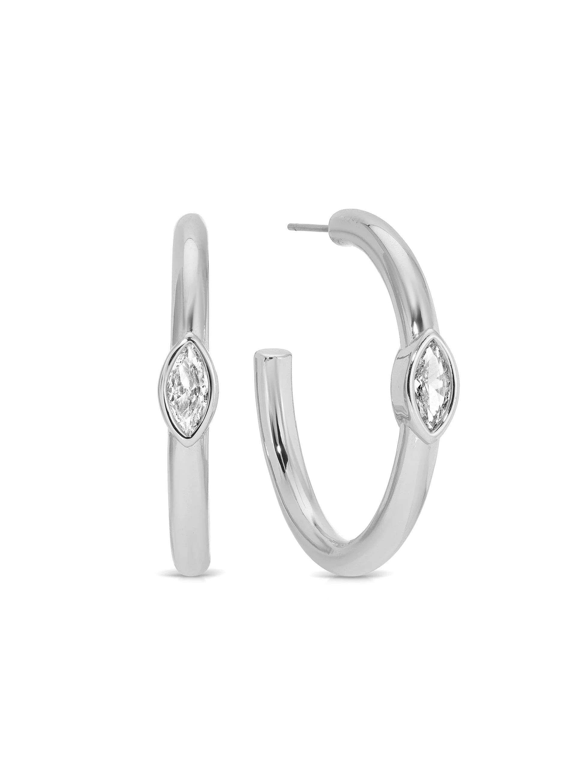 Medium Marquise Crystal Hoops - Image 7