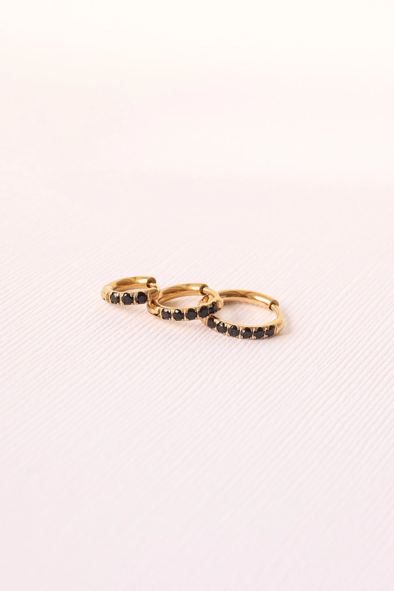 Micro Crystal Hoop Earring in Black - Image 11