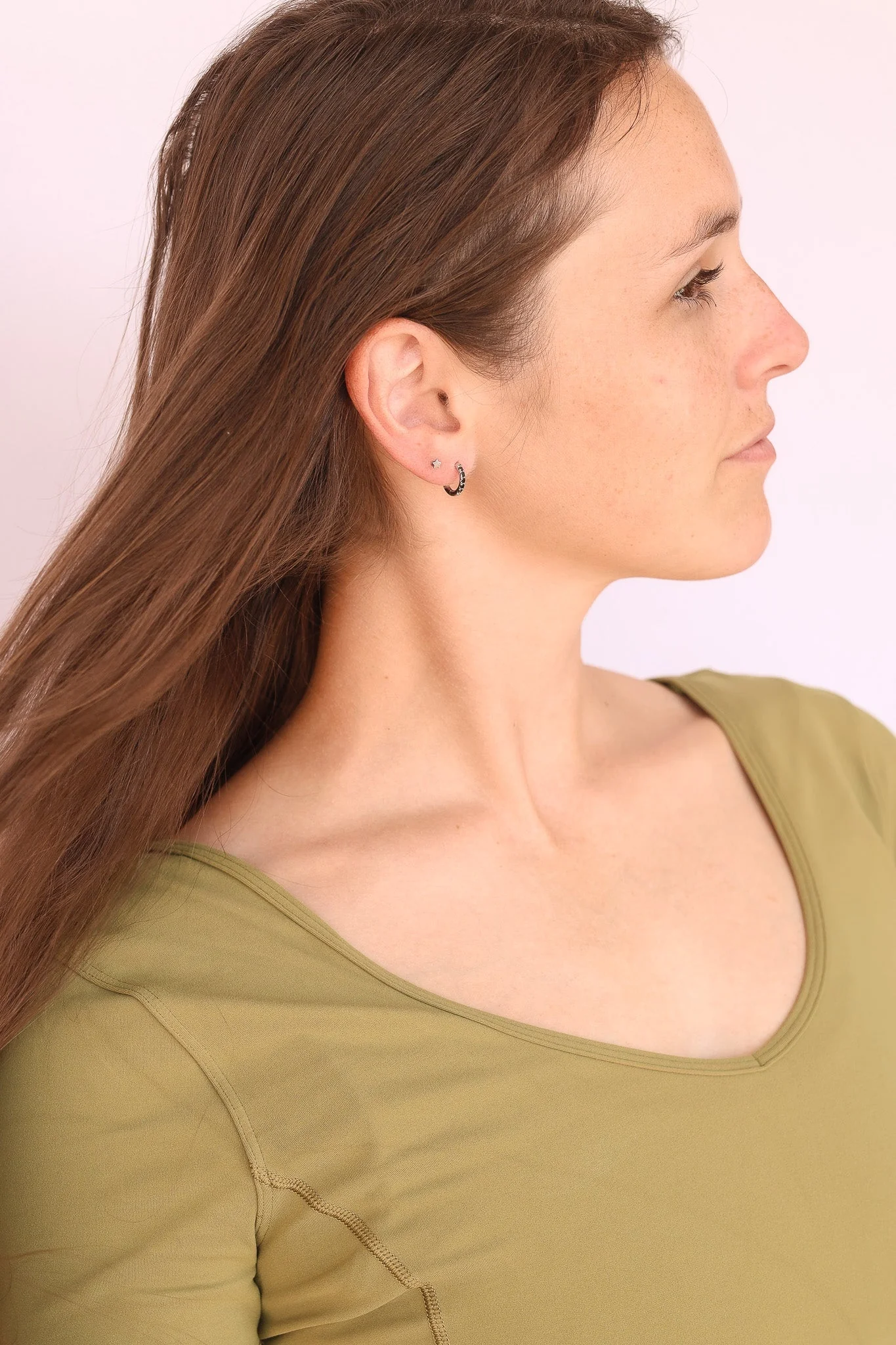 Micro Crystal Hoop Earring in Black - Image 14