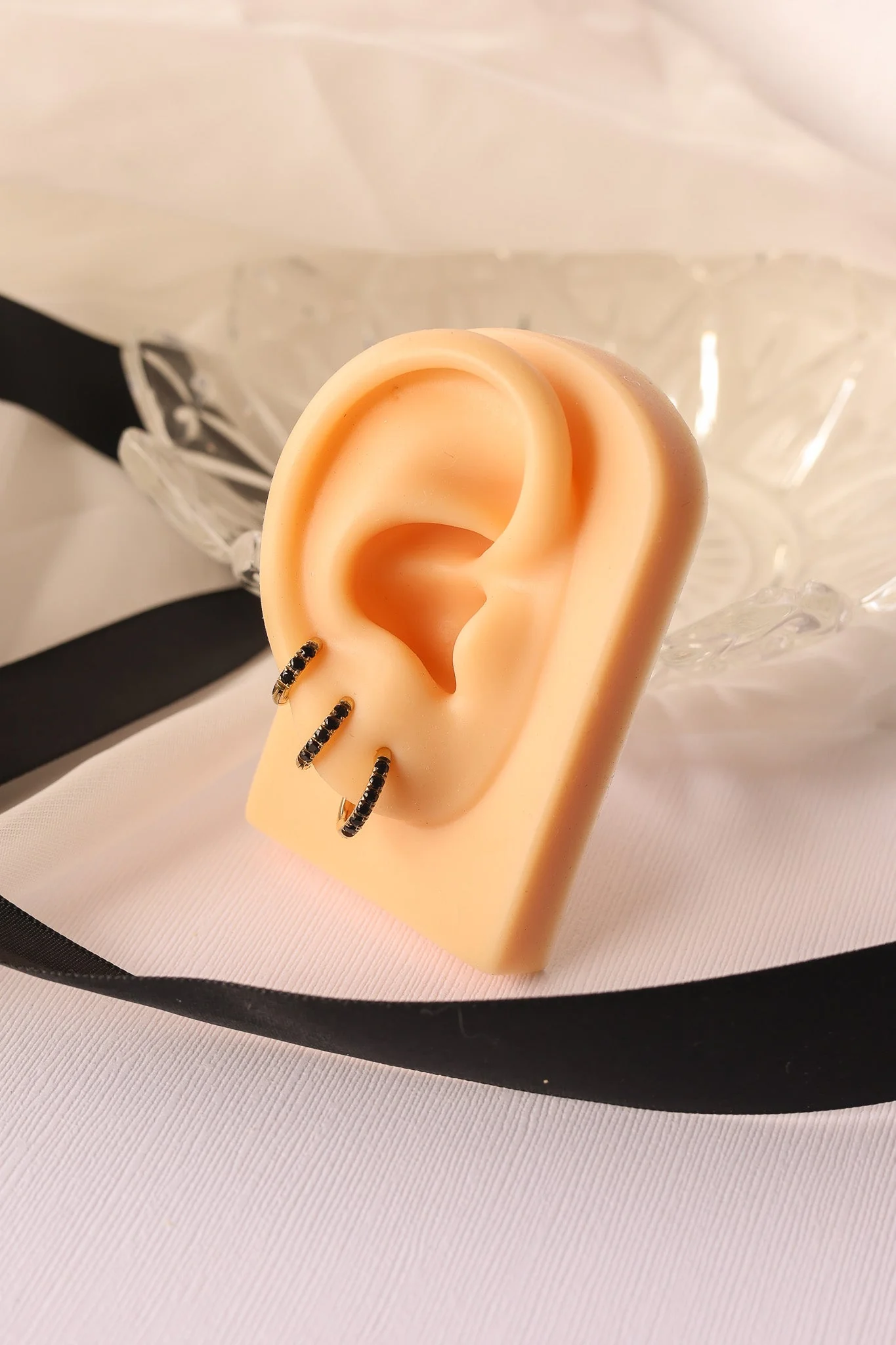 Micro Crystal Hoop Earring in Black - Image 15