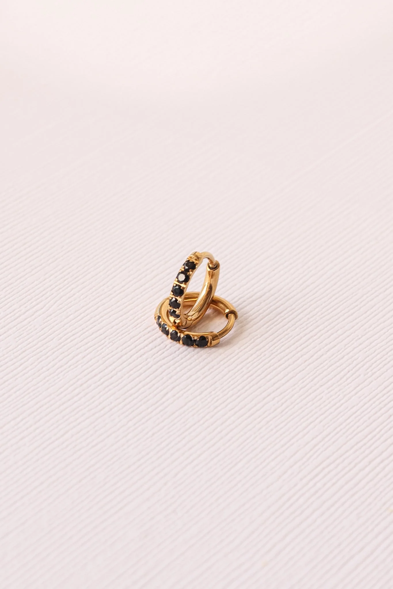 Micro Crystal Hoop Earring in Black - Image 3