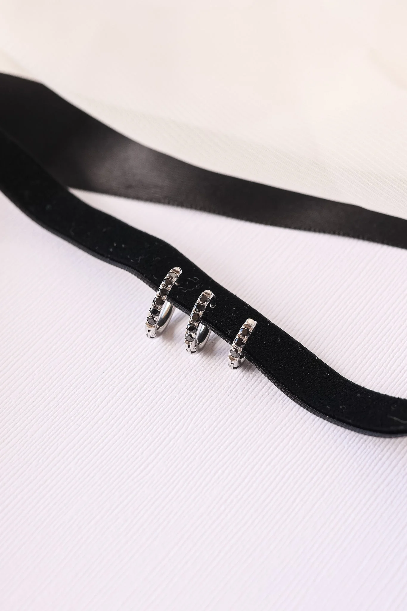 Micro Crystal Hoop Earring in Black - Image 9