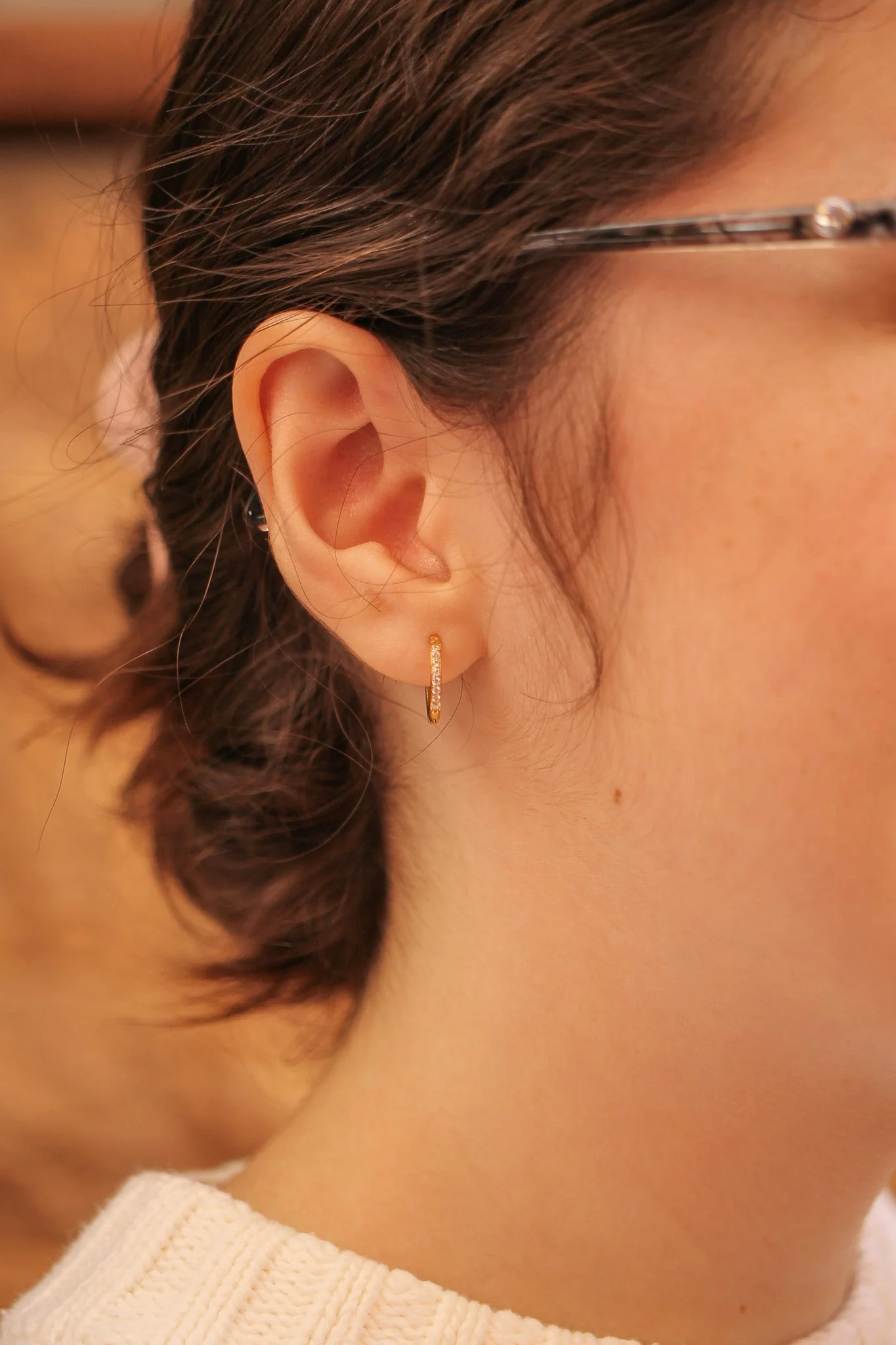 Micro Crystal Hoop in Gold - Image 9