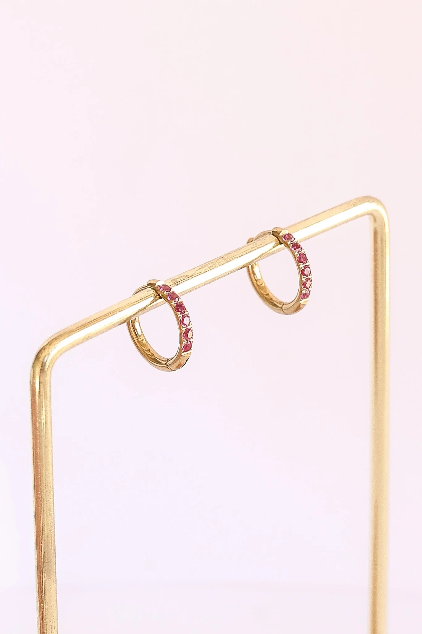 Micro Crystal Hoop Earring in Pink - Image 11