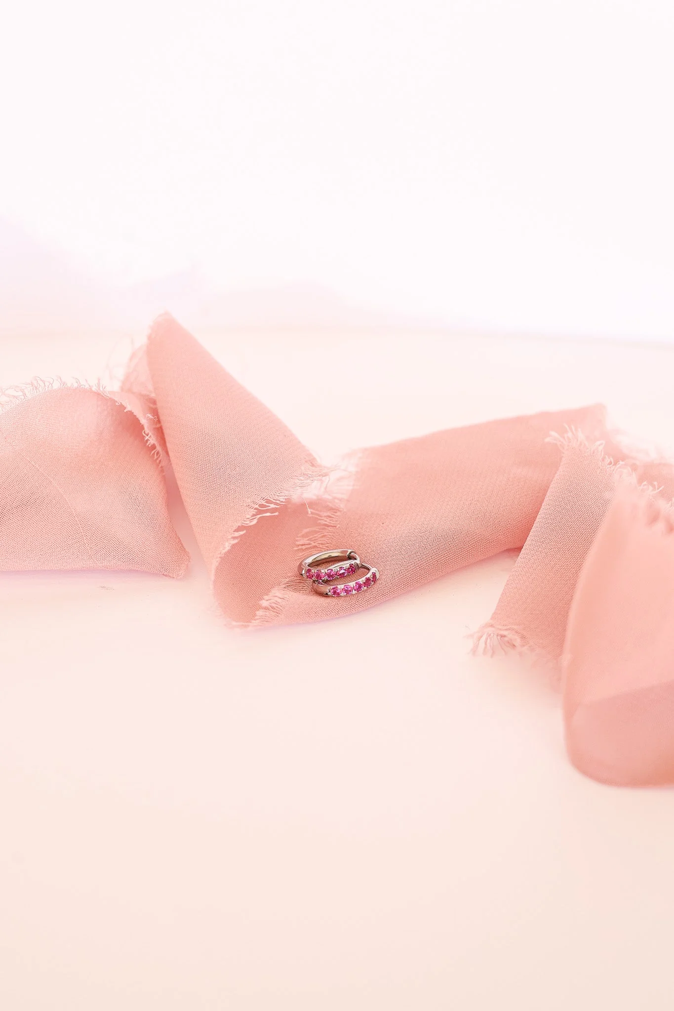 Micro Crystal Hoop Earring in Pink - Image 9
