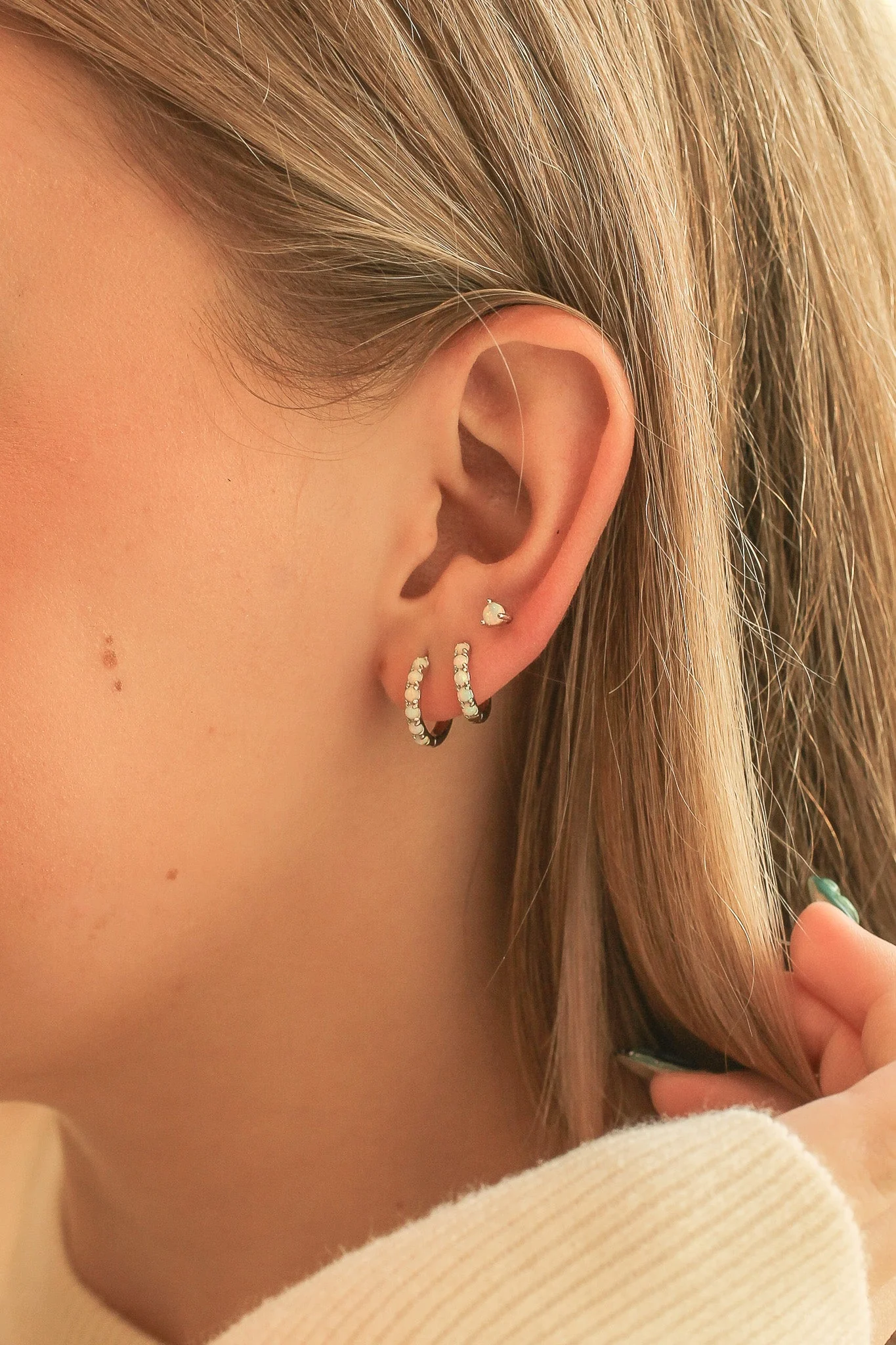 Micro Opal Hoop Earring - Image 3