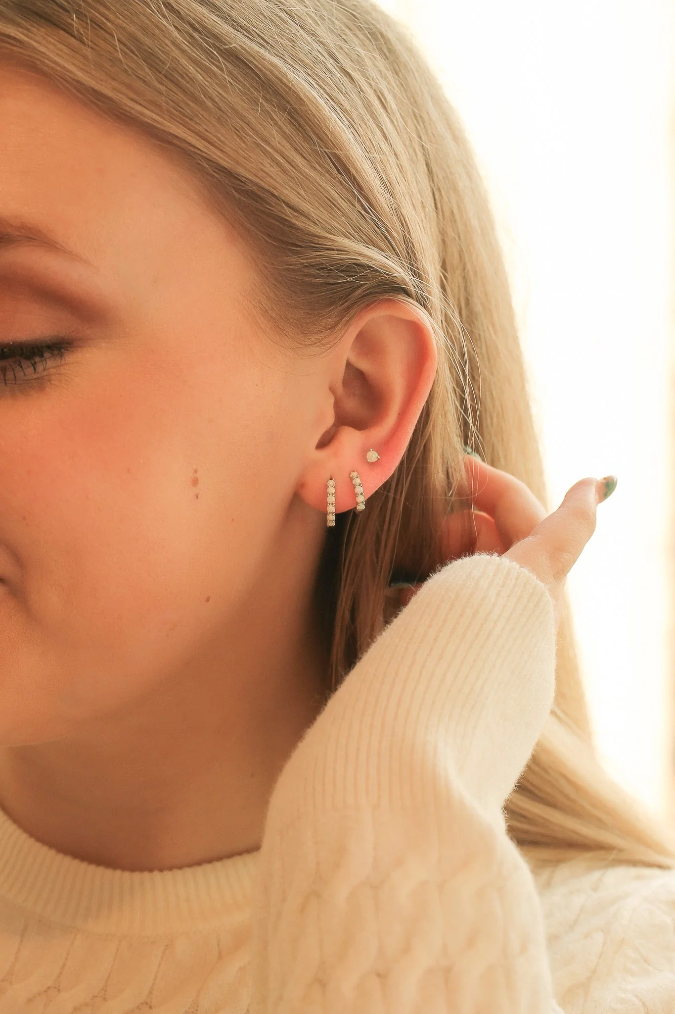 Micro Opal Hoop Earring - Image 9