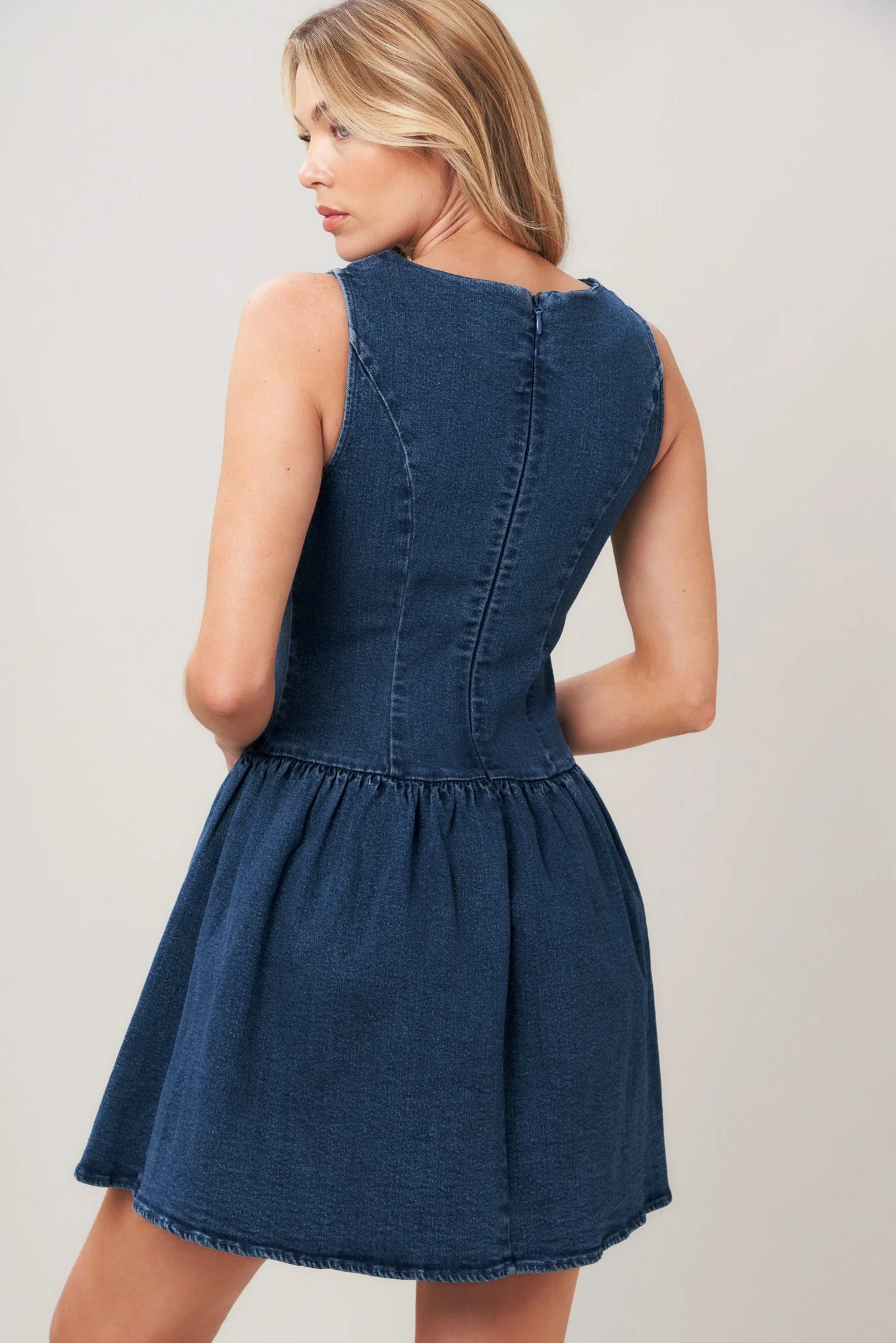 MODERN SWEET DENIM MINI DRESS - Image 2