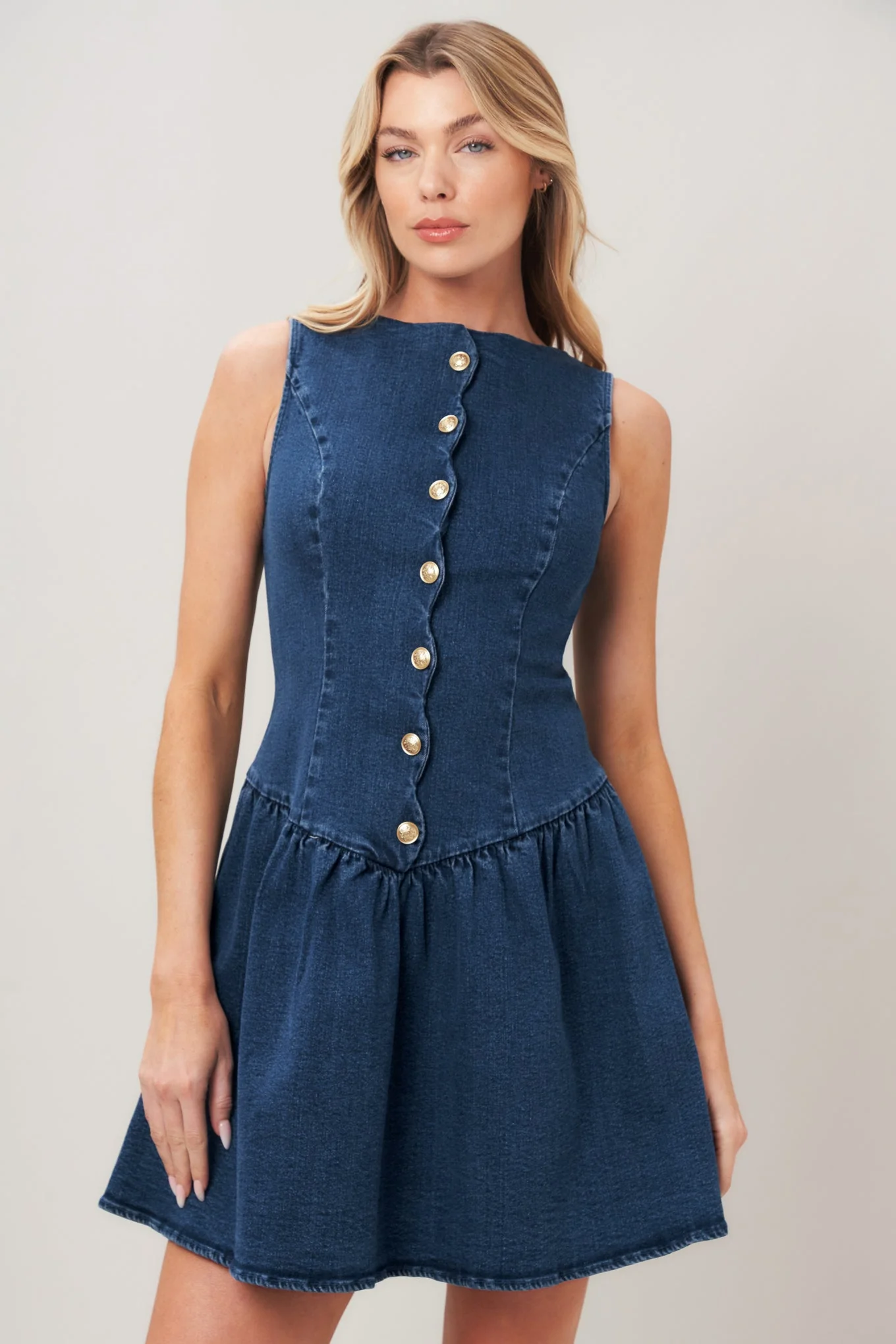 MODERN SWEET DENIM MINI DRESS - Image 4