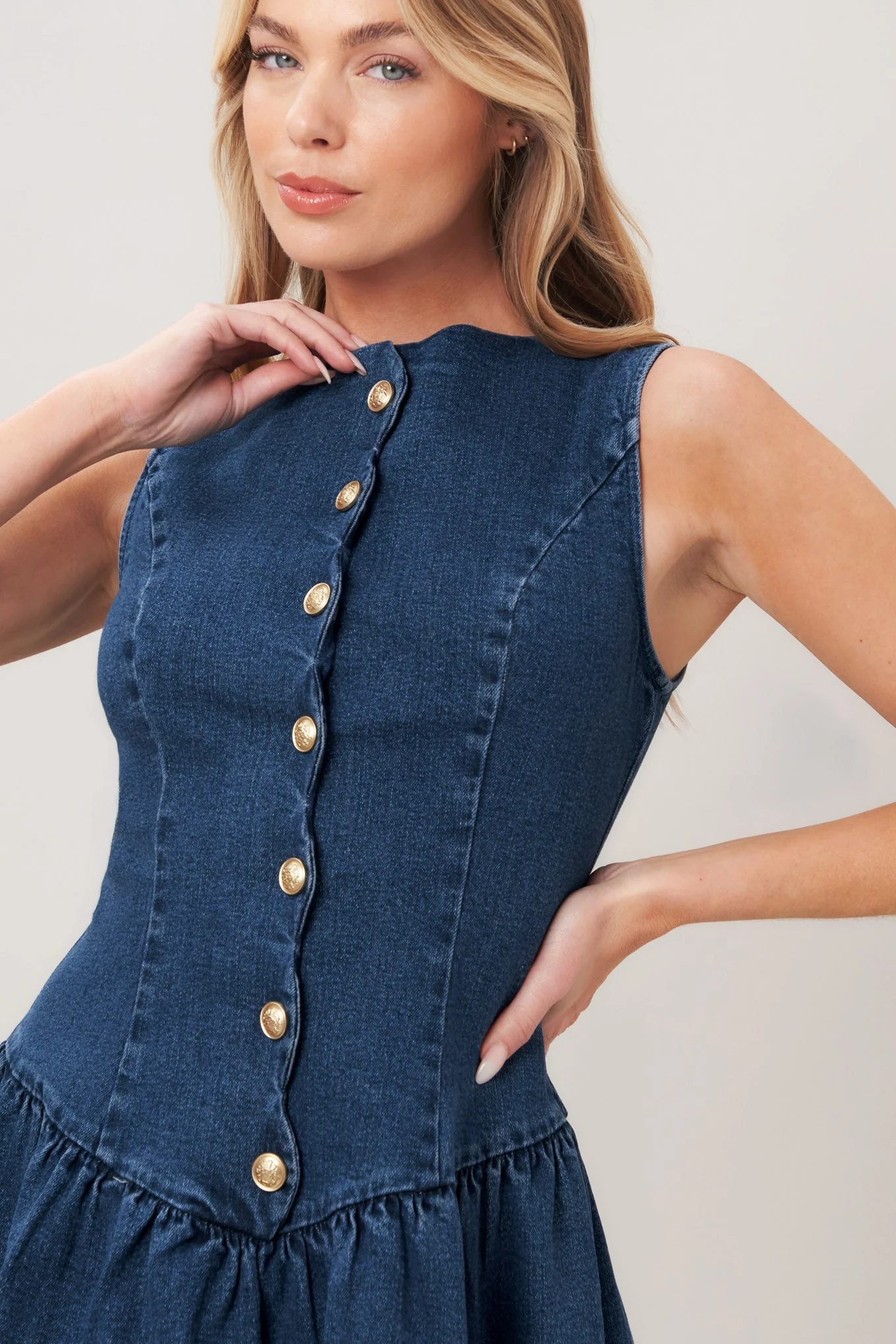 MODERN SWEET DENIM MINI DRESS - Image 5