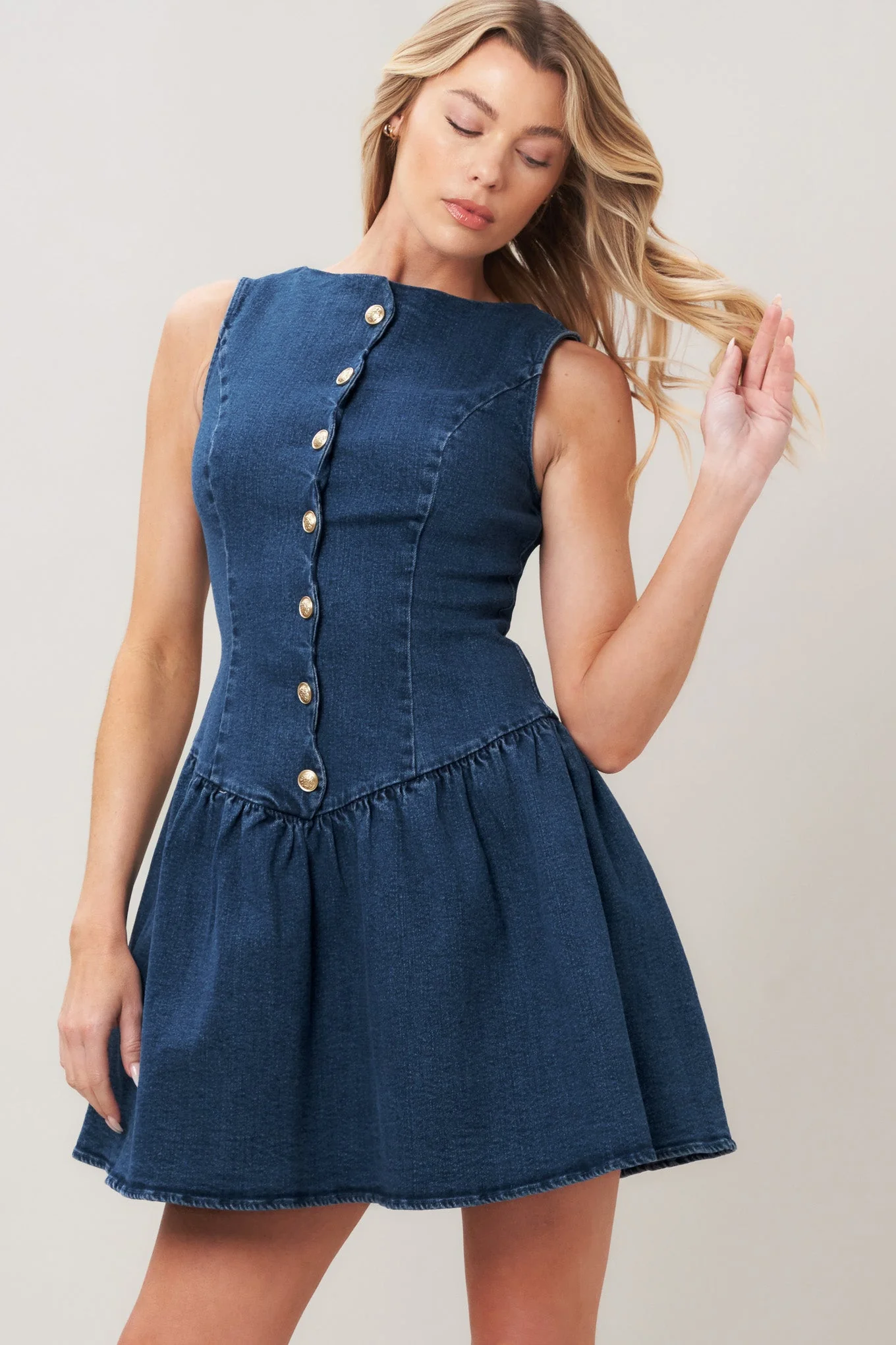 MODERN SWEET DENIM MINI DRESS - Image 6