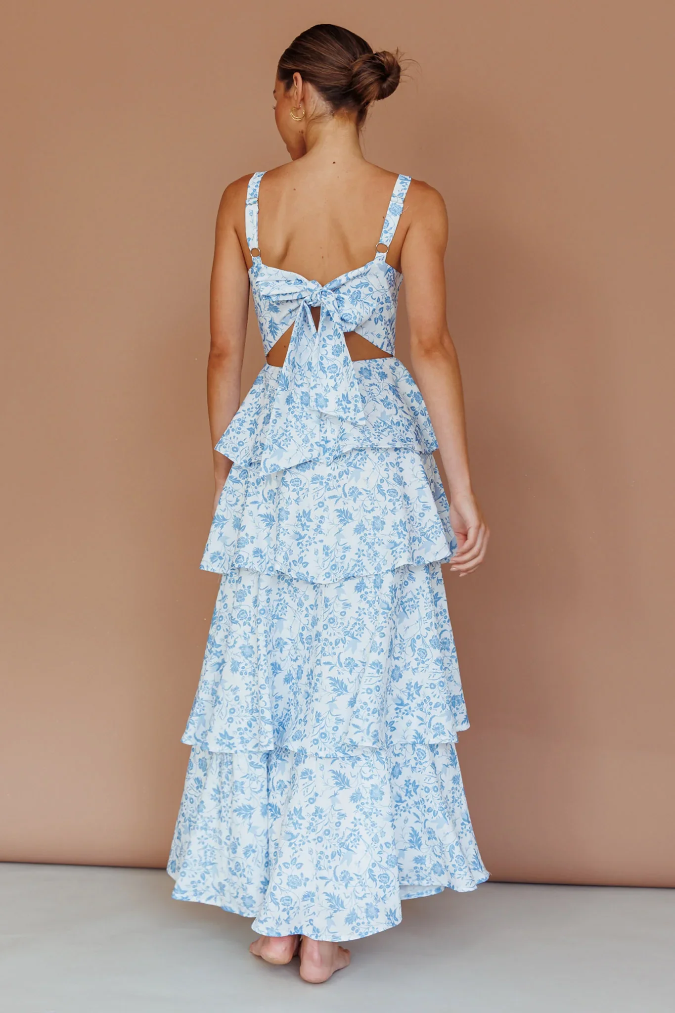 Molly Maxi Dress - Blue Floral Tiered Dress with Bow - Image 5