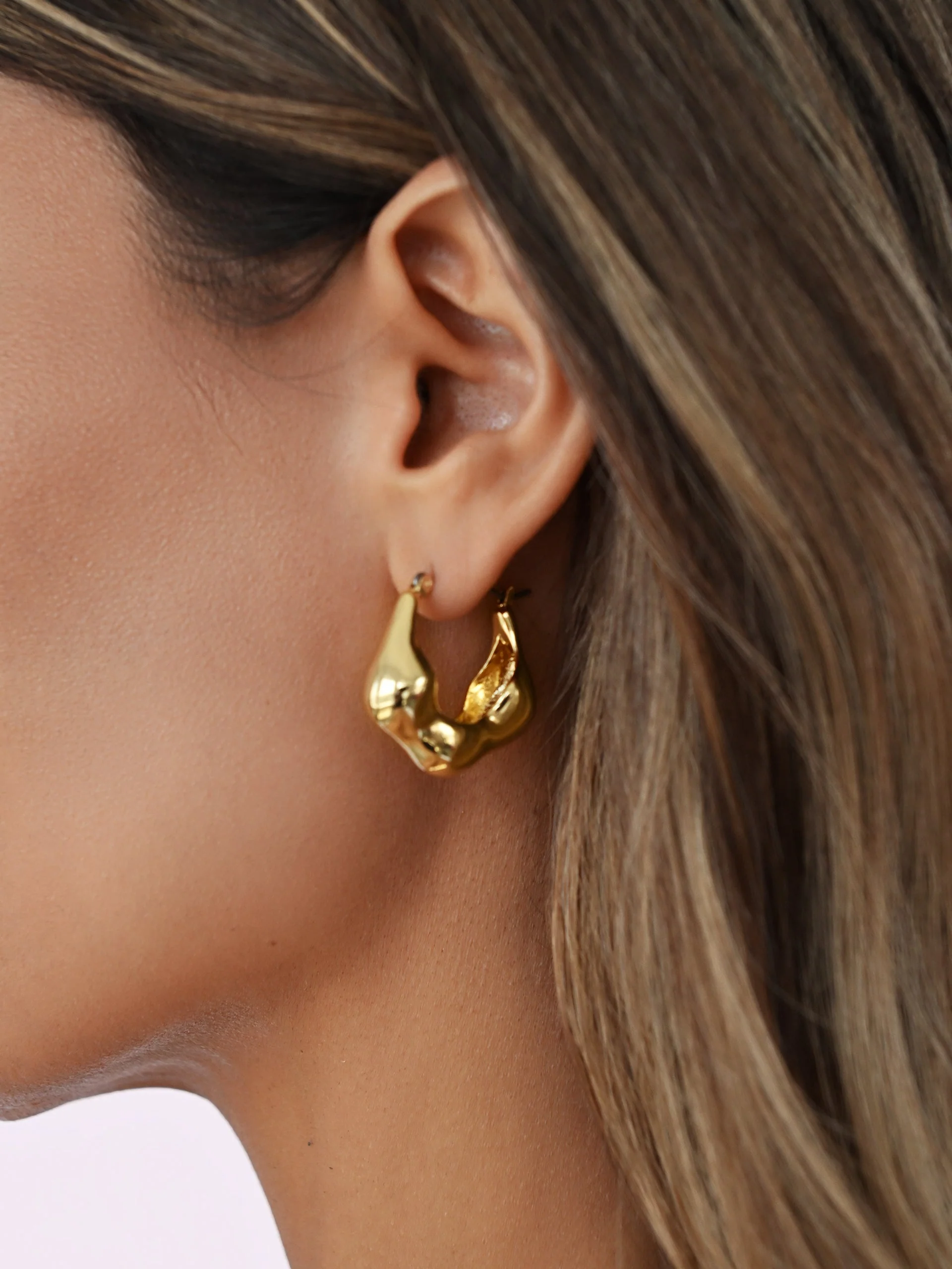 Molten Metal Hoop Earrings - Image 2
