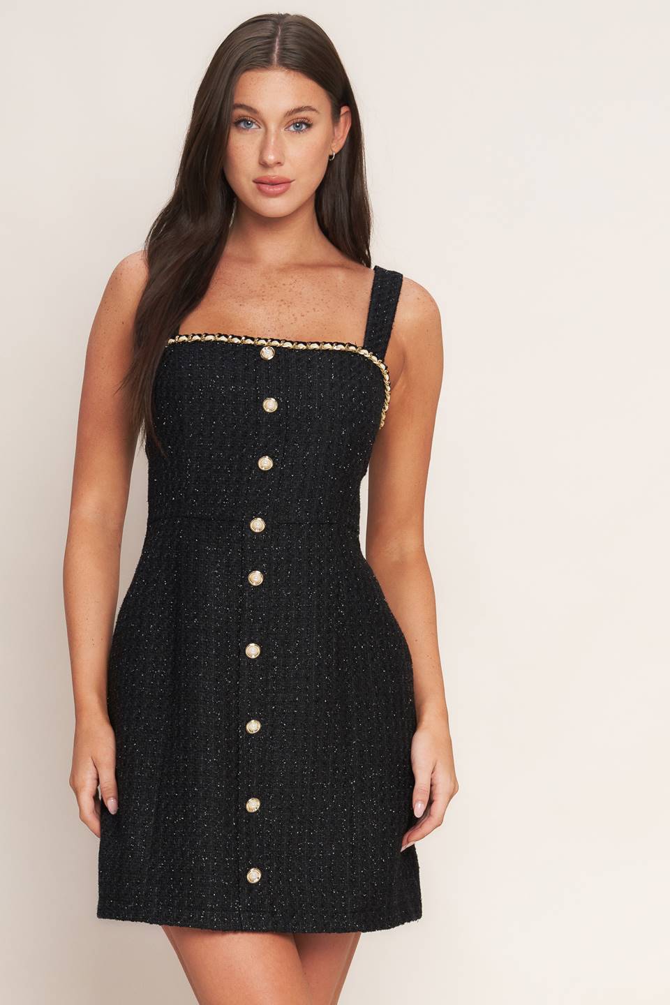 MONACO HOUR BLACK TWEED MINI DRESS - Image 3