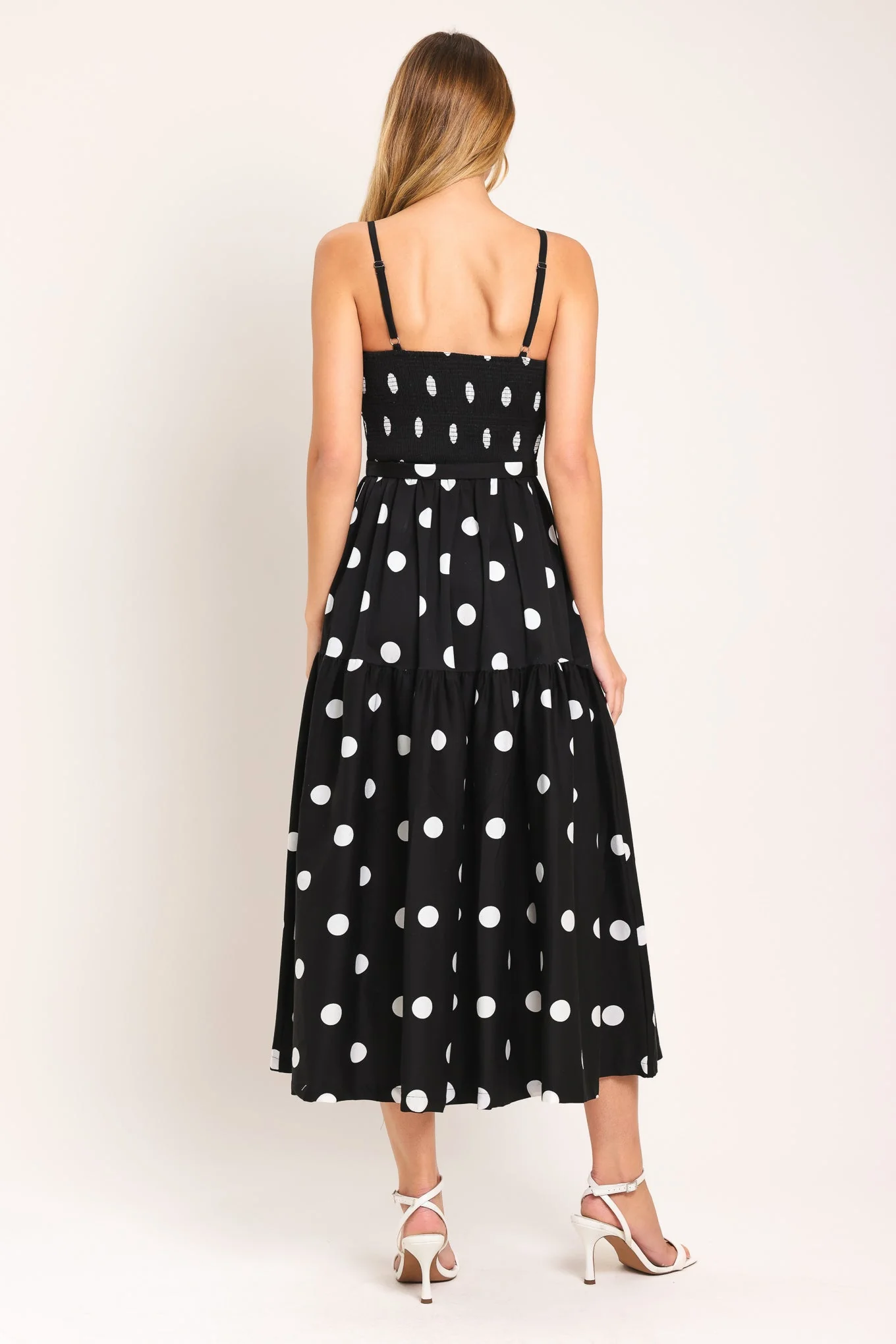 MONROE DOT BLACK & WHITE MIDI DRESS - Image 2