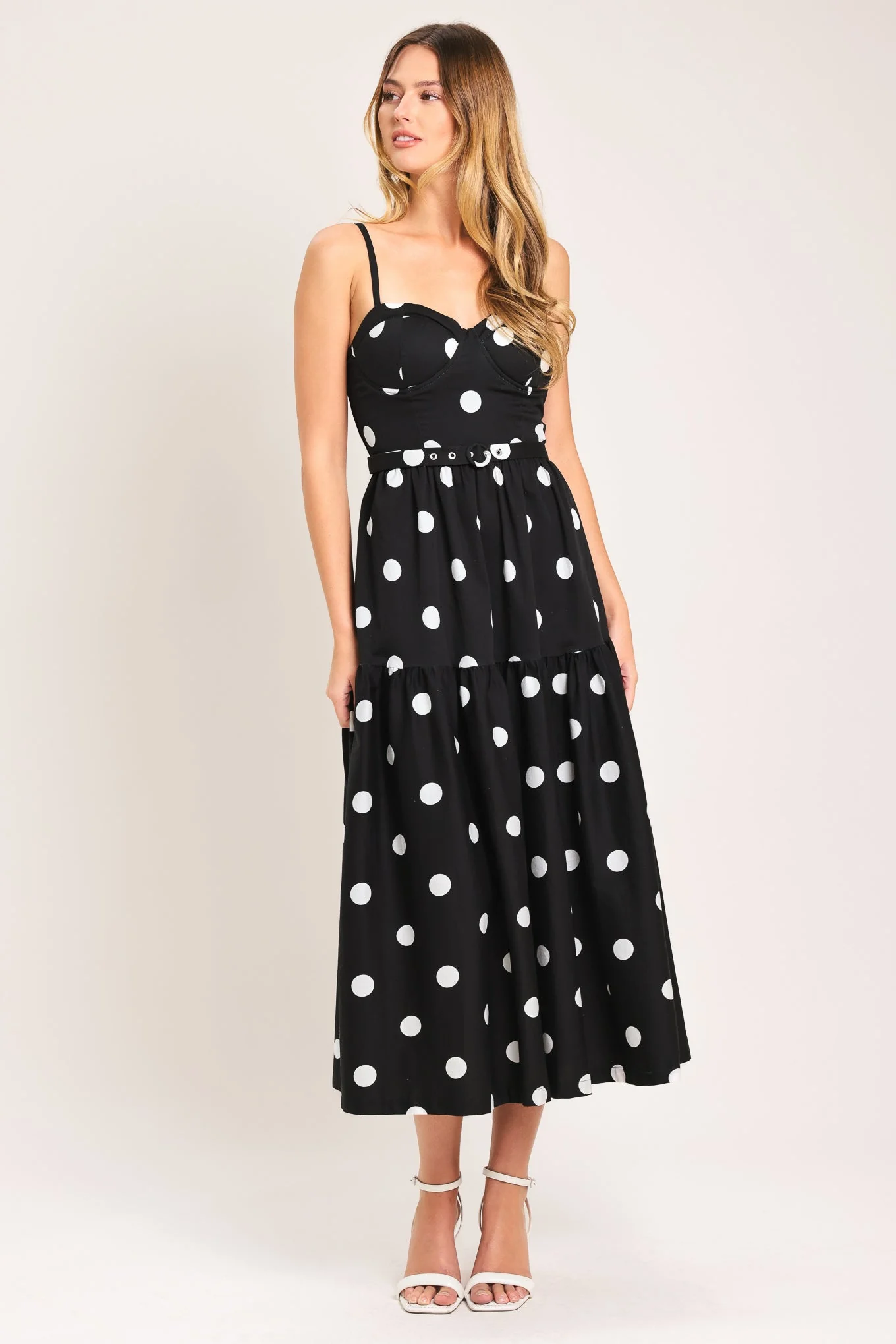 MONROE DOT BLACK & WHITE MIDI DRESS - Image 6